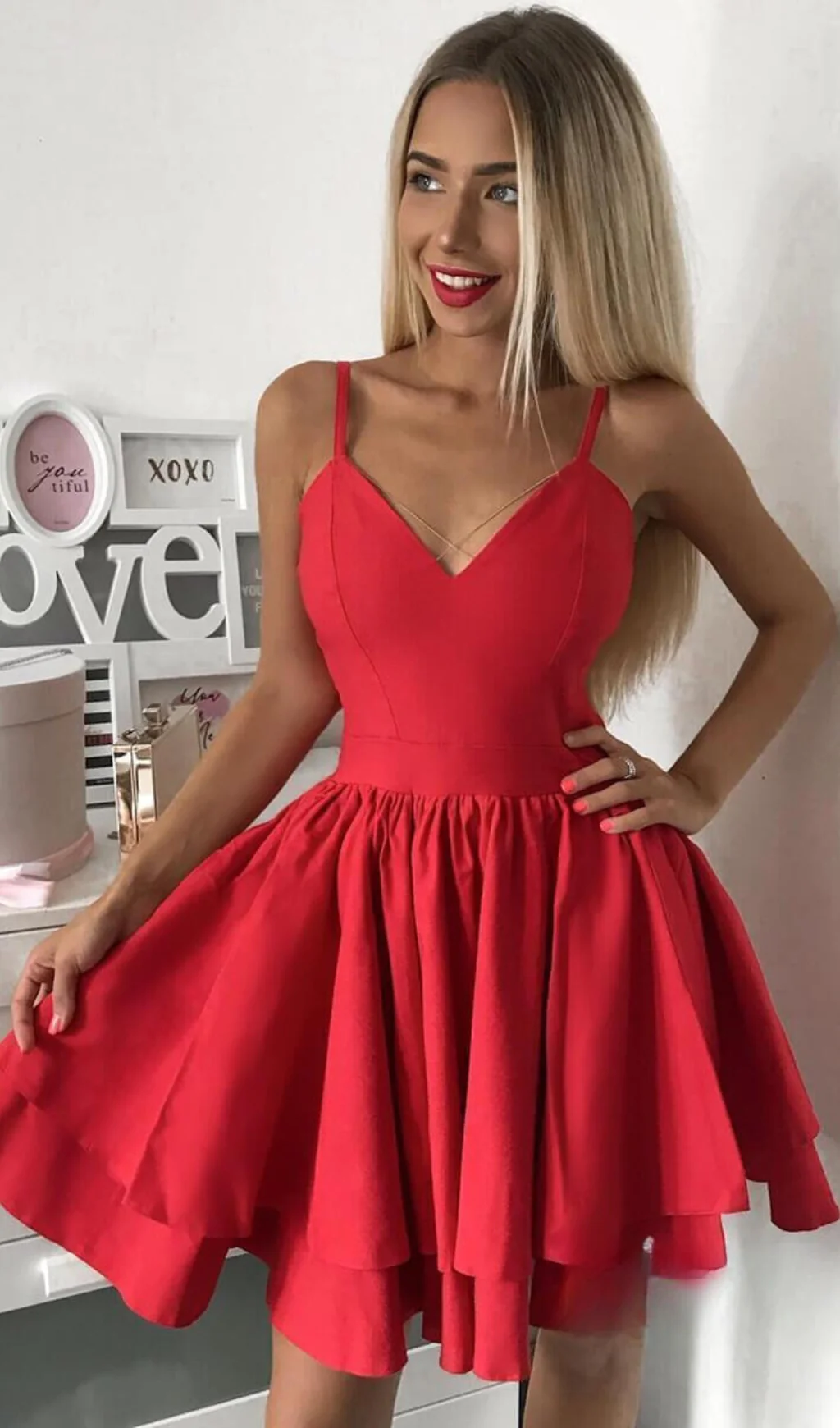 Spaghetti Strap Short Party Dresses Mini Cocktail Dress SD1067