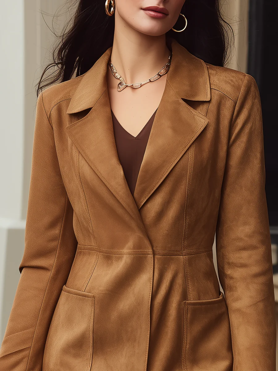 Luxurious Faux-Suede Trench Coat