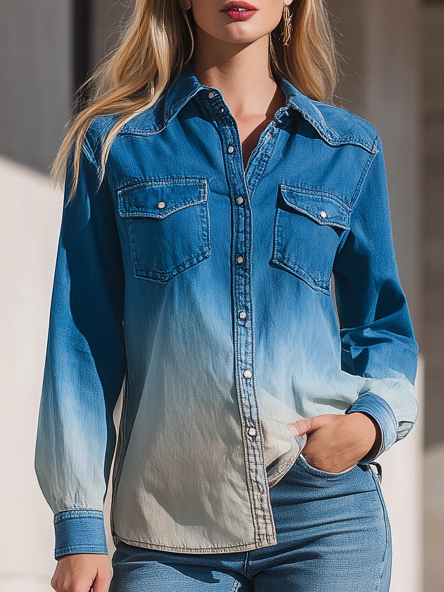 Mooyius Ombre Fade Denim Shirt