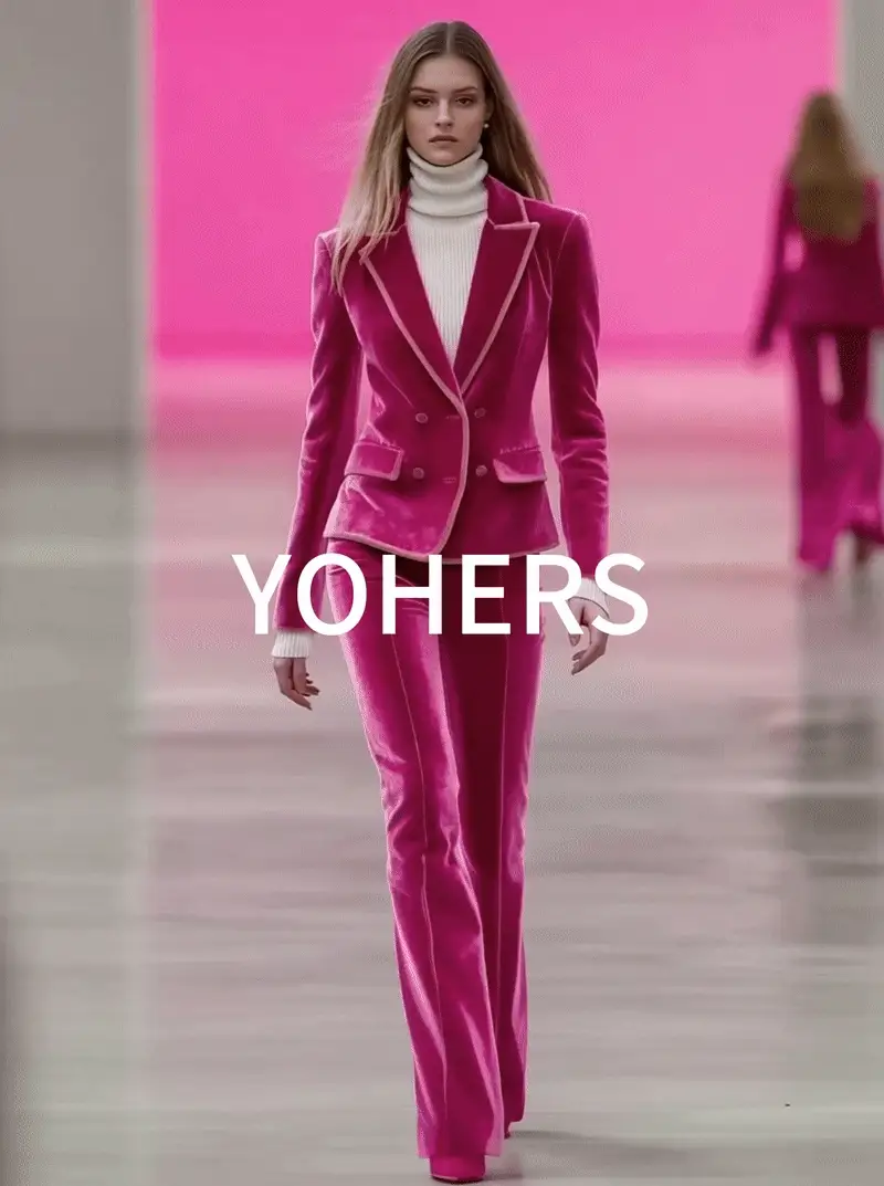 24-Hour-Shipping Barbie Pink Velvet Suit With Light Pink Trimmed