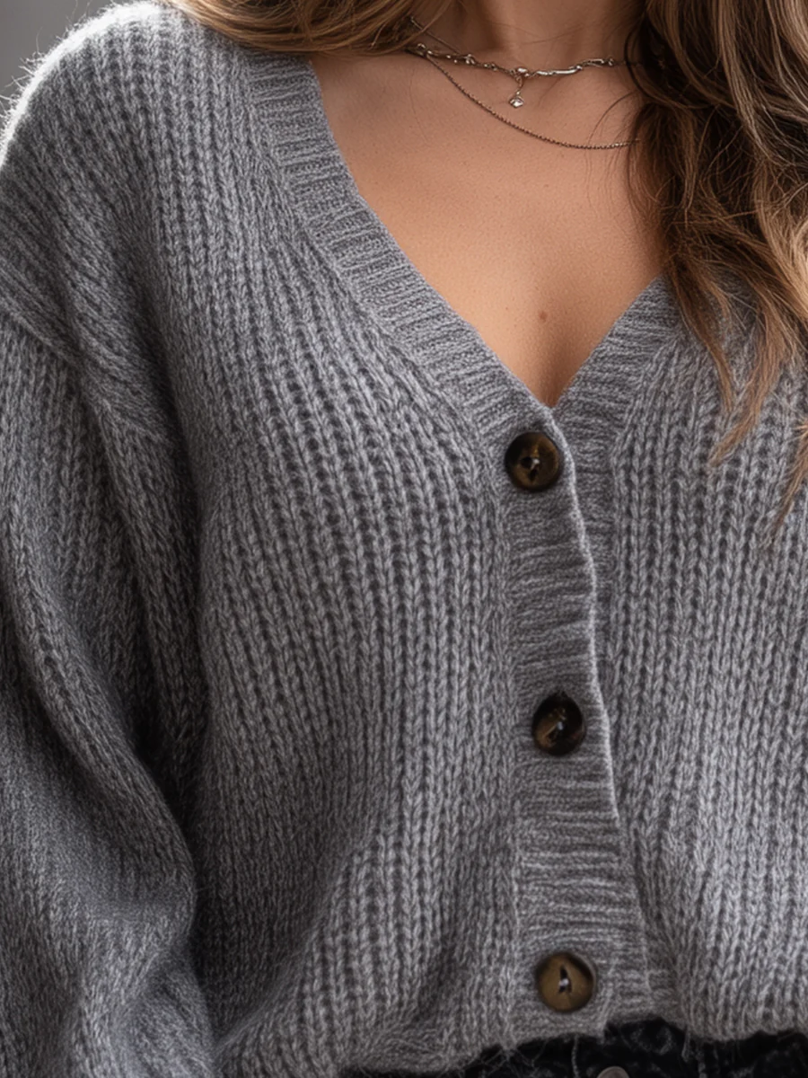 Charcoal Cloud Oversized Button Cardigan