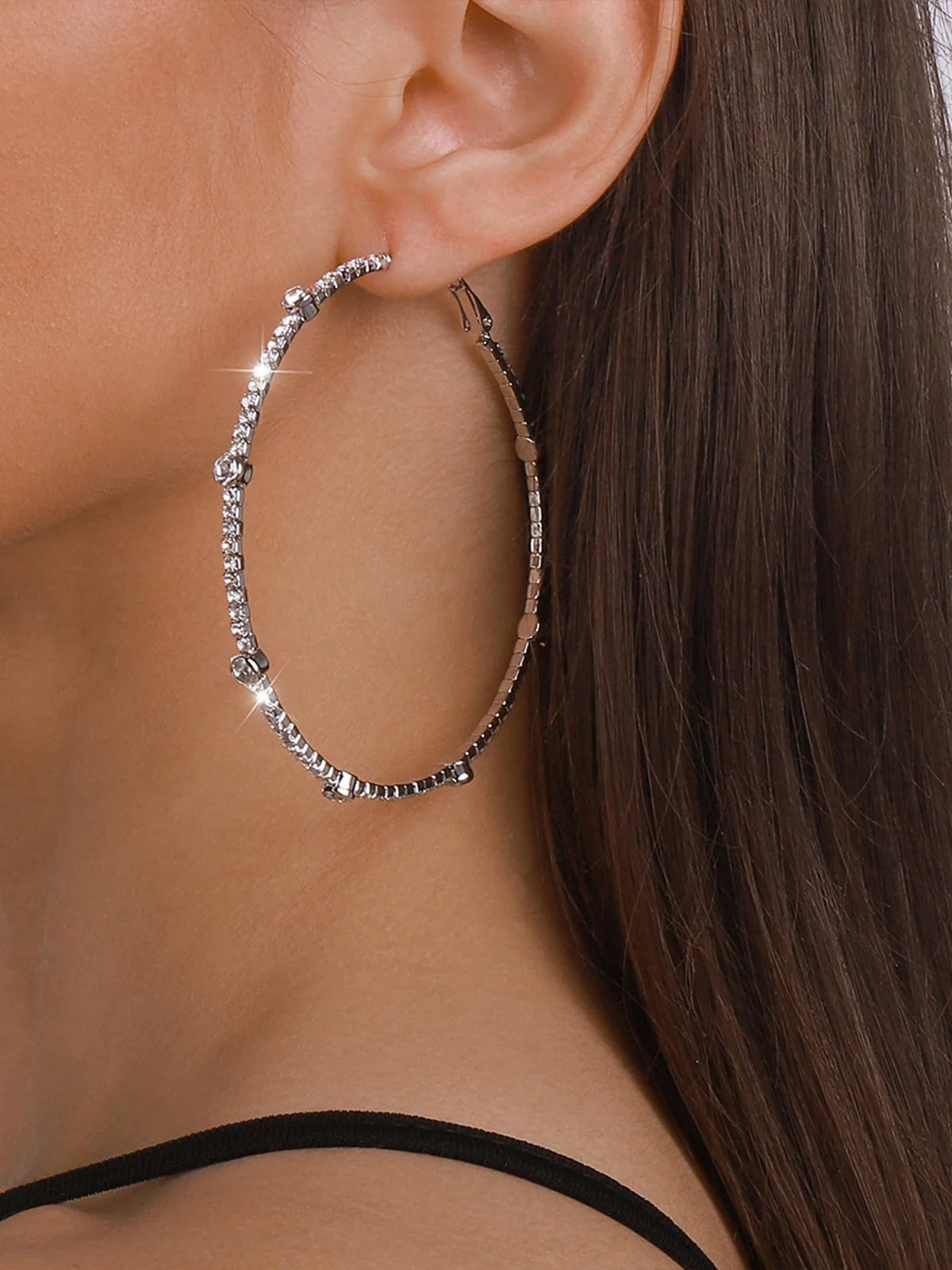 Minimalist Rhinestone Hoop Earrings