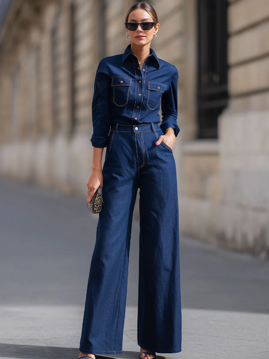 Stylish Two-Piece Denim Ensemble For Effortless Elegance