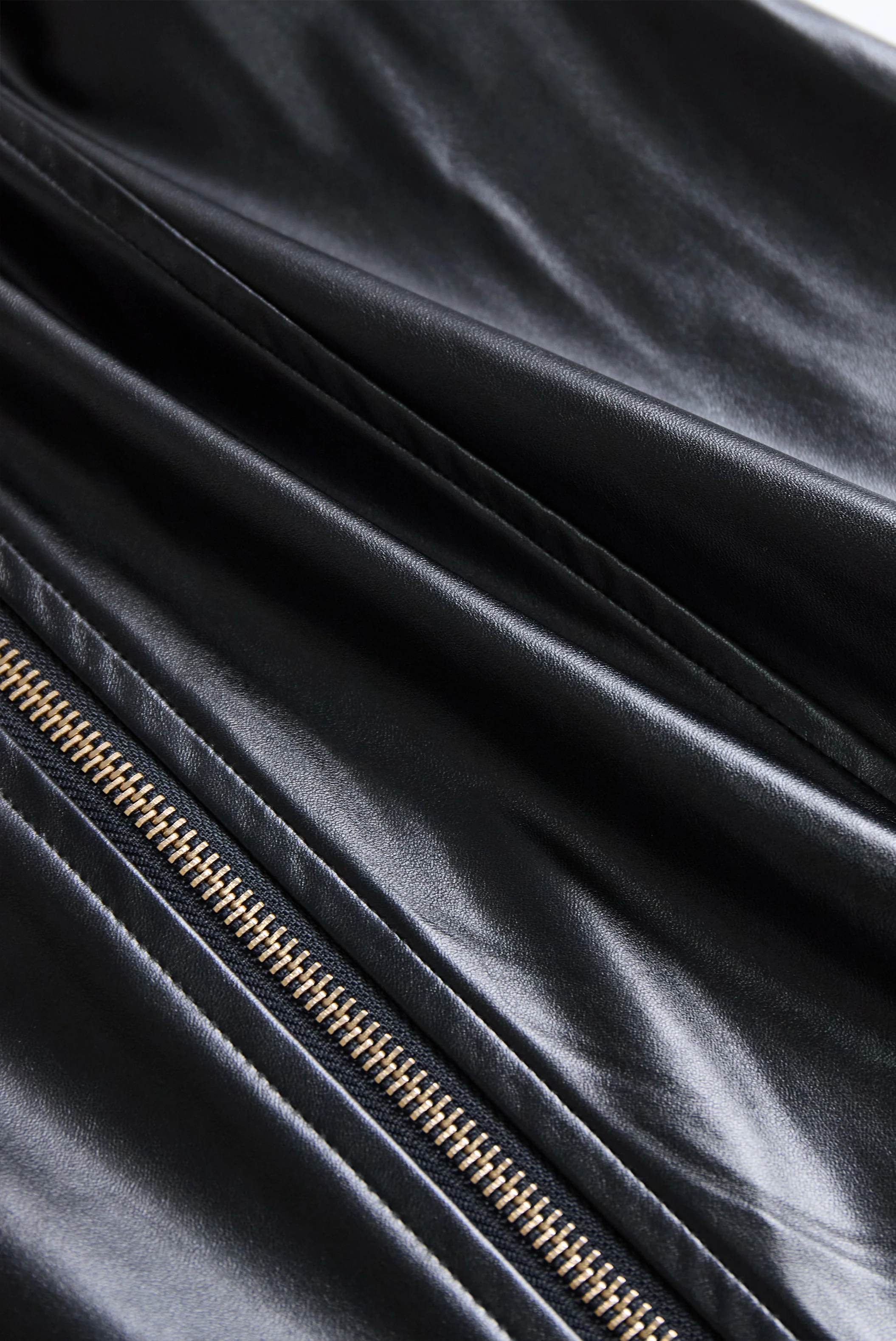 Edgy Black Zip-Front Faux Leather Dress