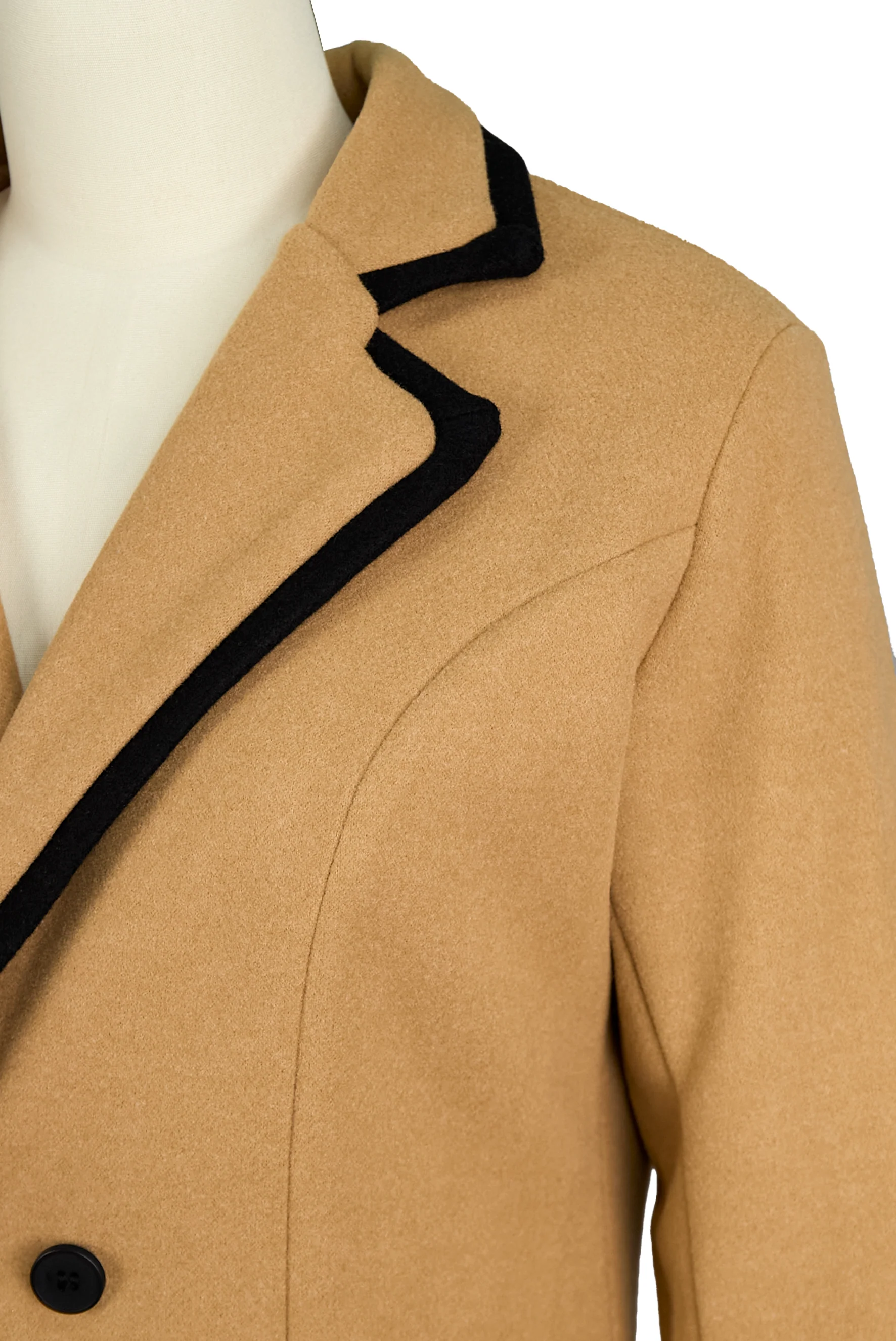 Chic Double-Breasted White Coat with Black Trim