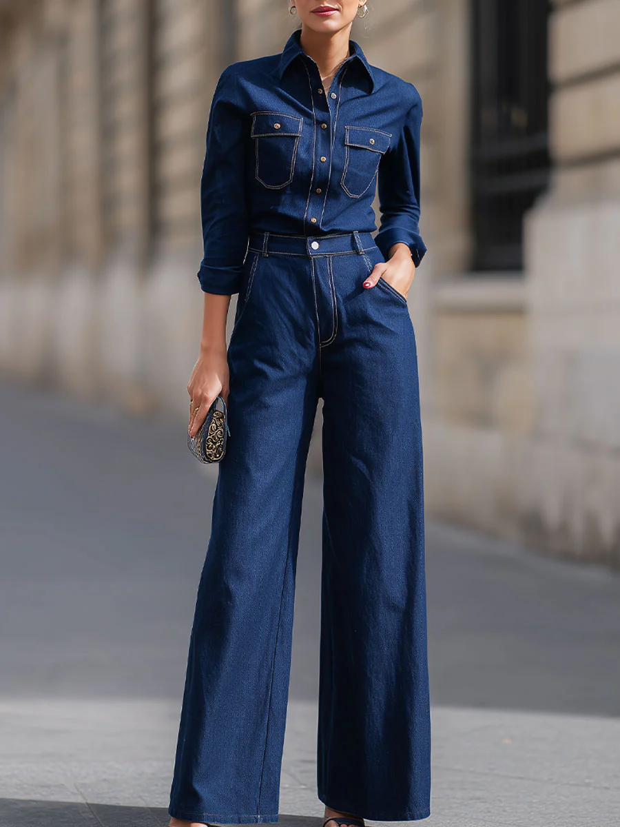 Stylish Two-Piece Denim Ensemble For Effortless Elegance