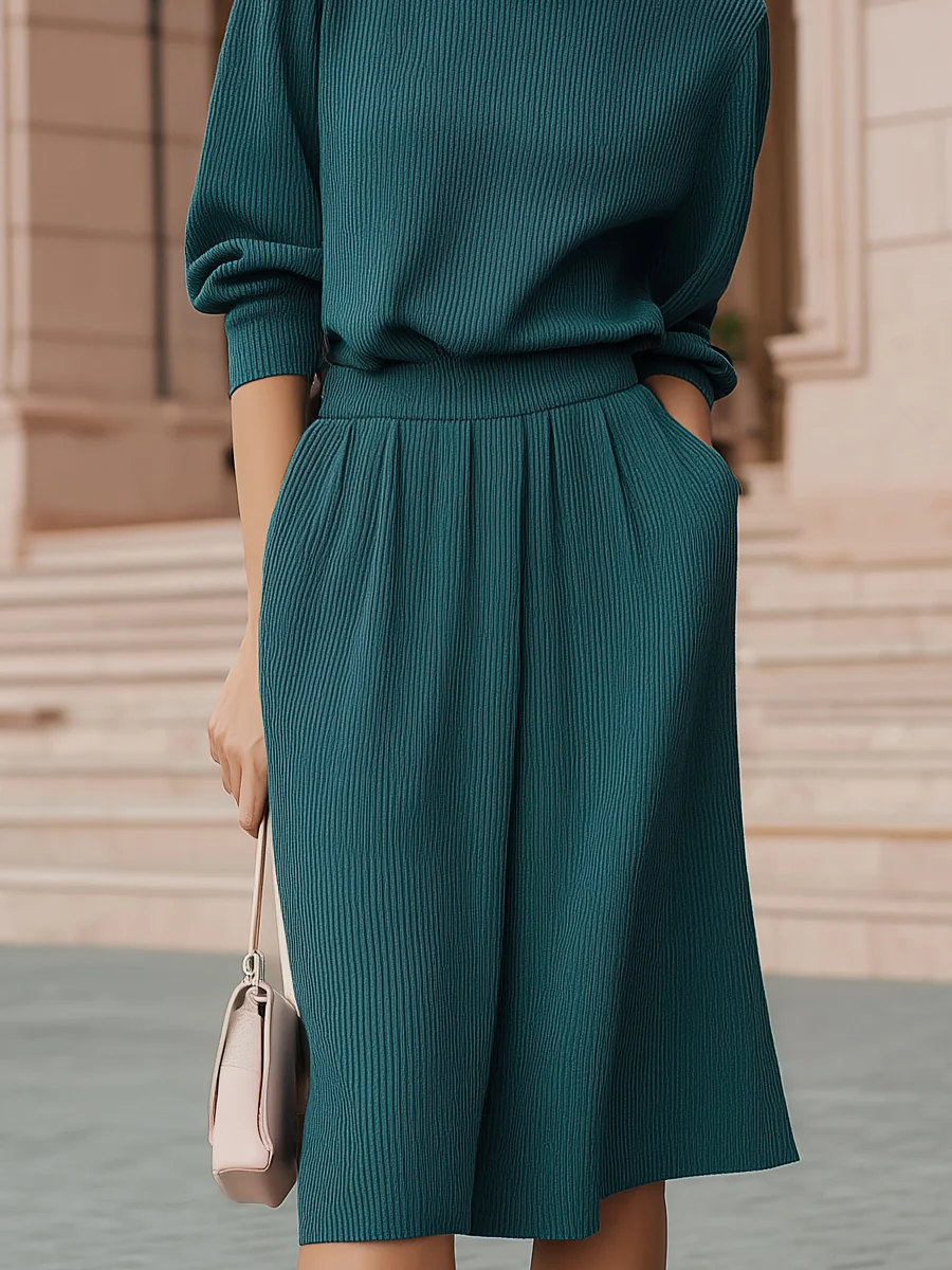 Minimalism Textured Ribbed Two-Piece Set