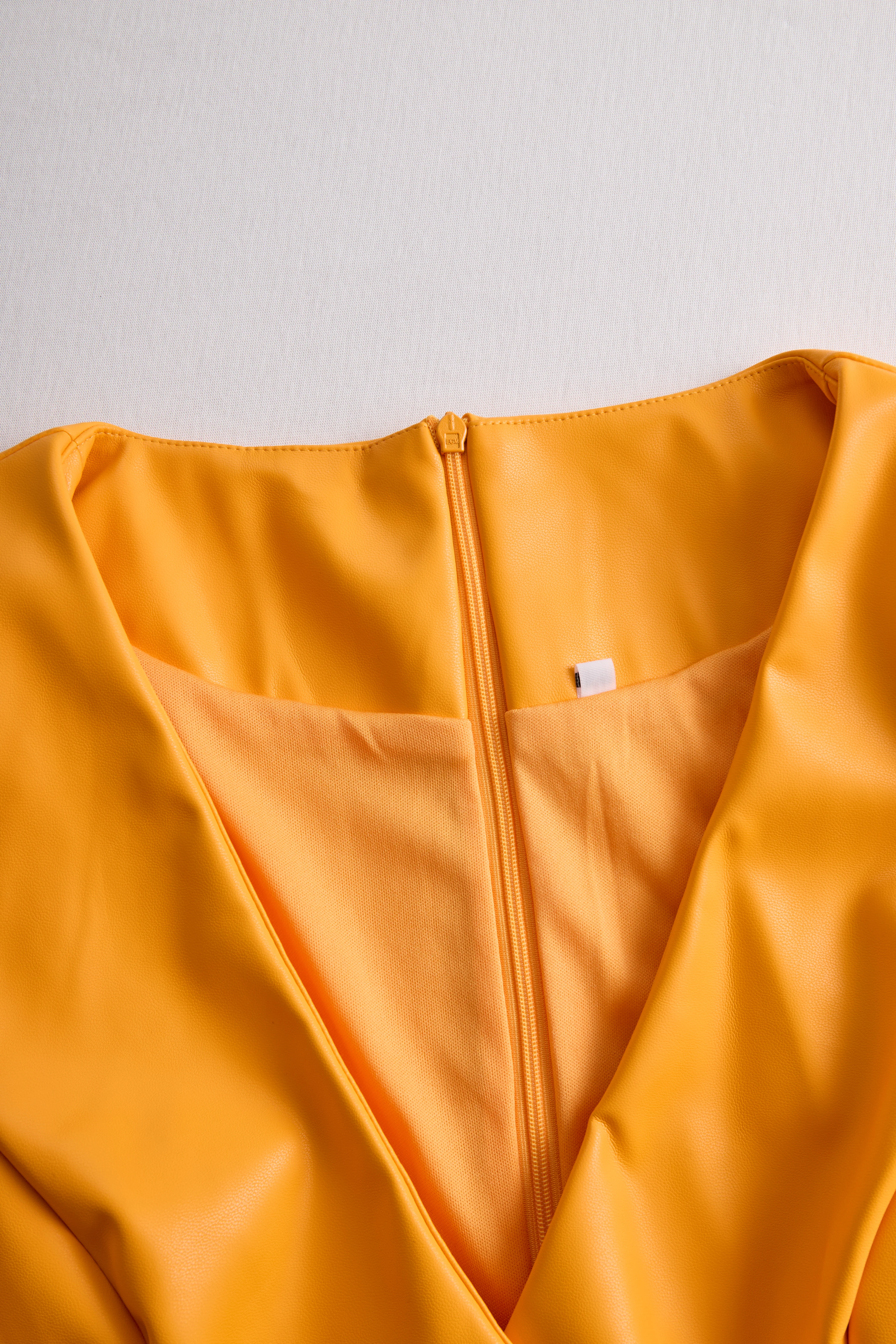 Bright Orange Faux Leather Bodycon Dress