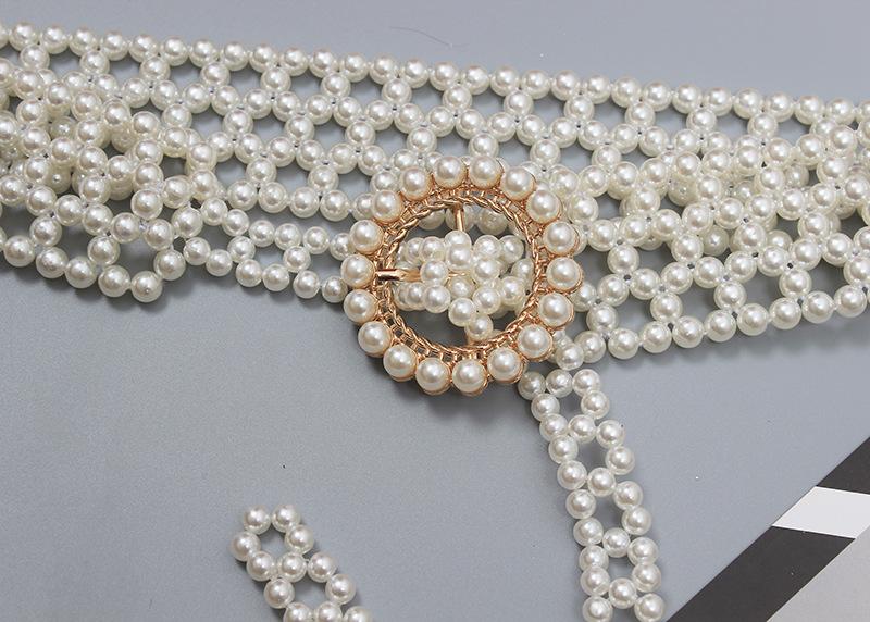 Braided Imitation Pearl Decorative Belt