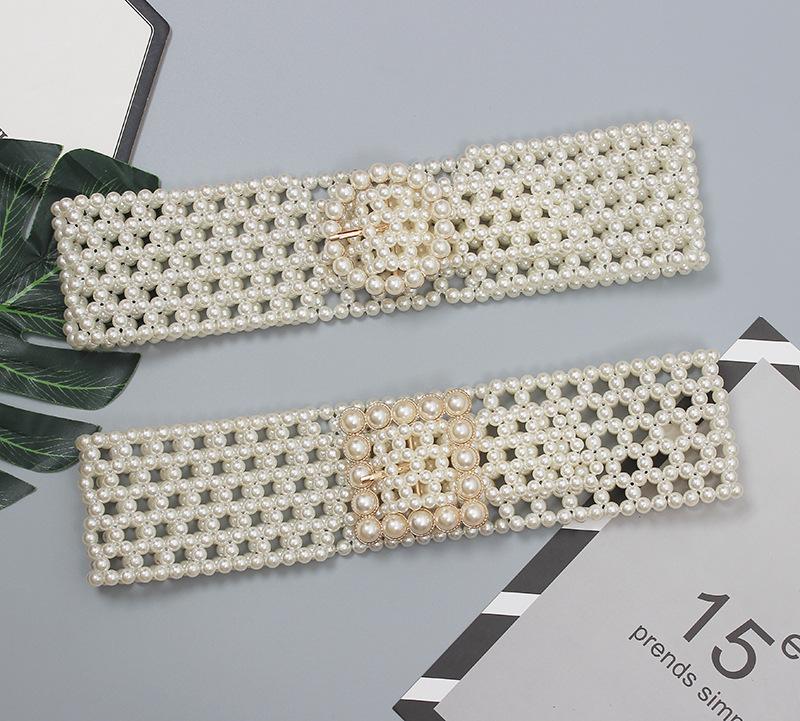 Braided Imitation Pearl Decorative Belt