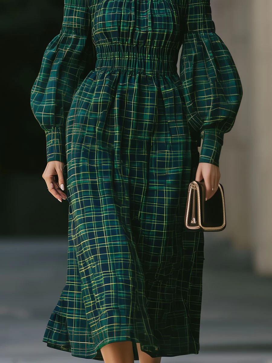 Stylish Green Check Dress – Embrace Comfort And Elegance
