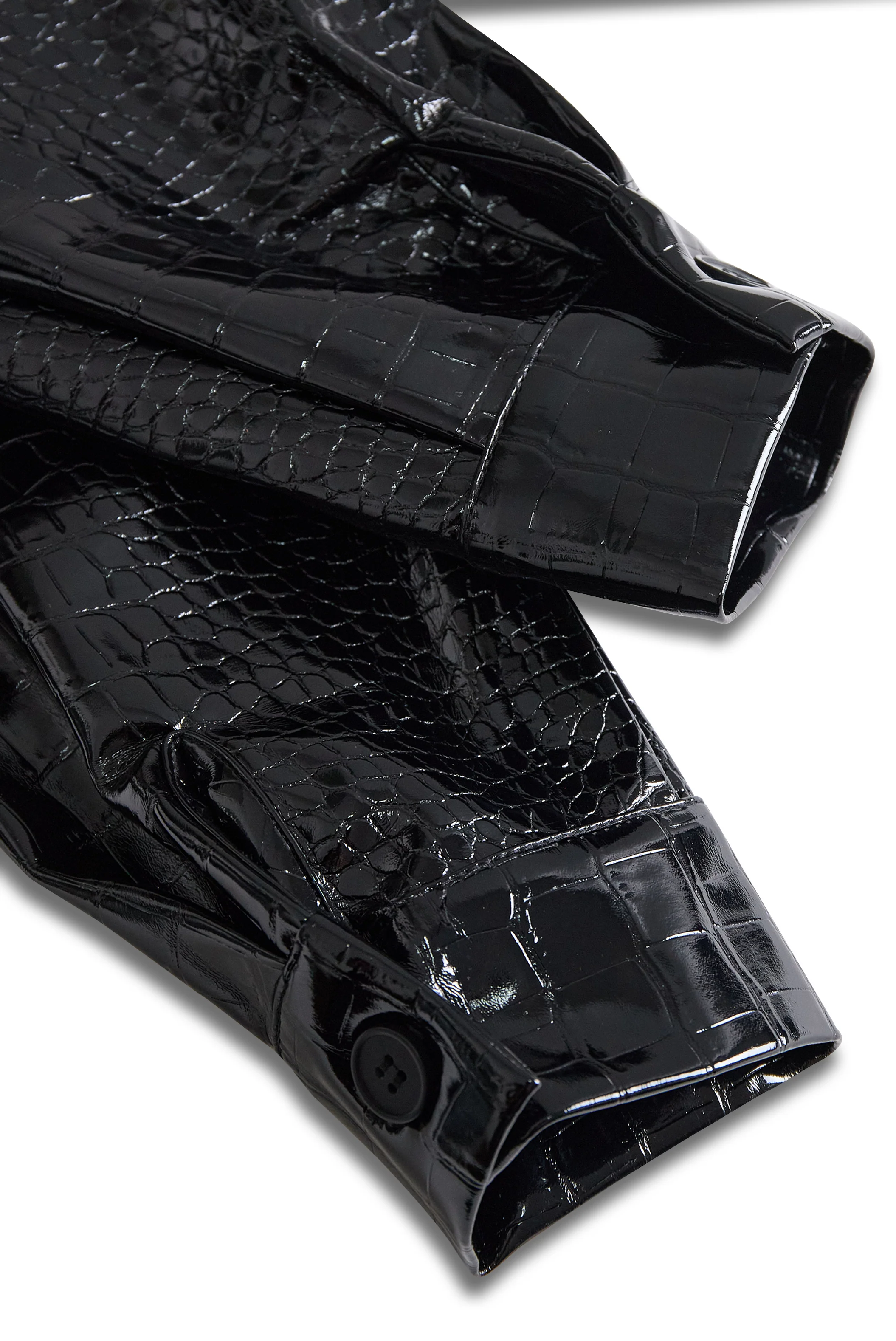 Glossy Black Crocodile Embossed Shirt