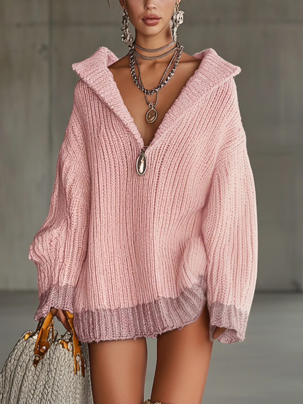 Pink Comfort Knitted Sweater Dress
