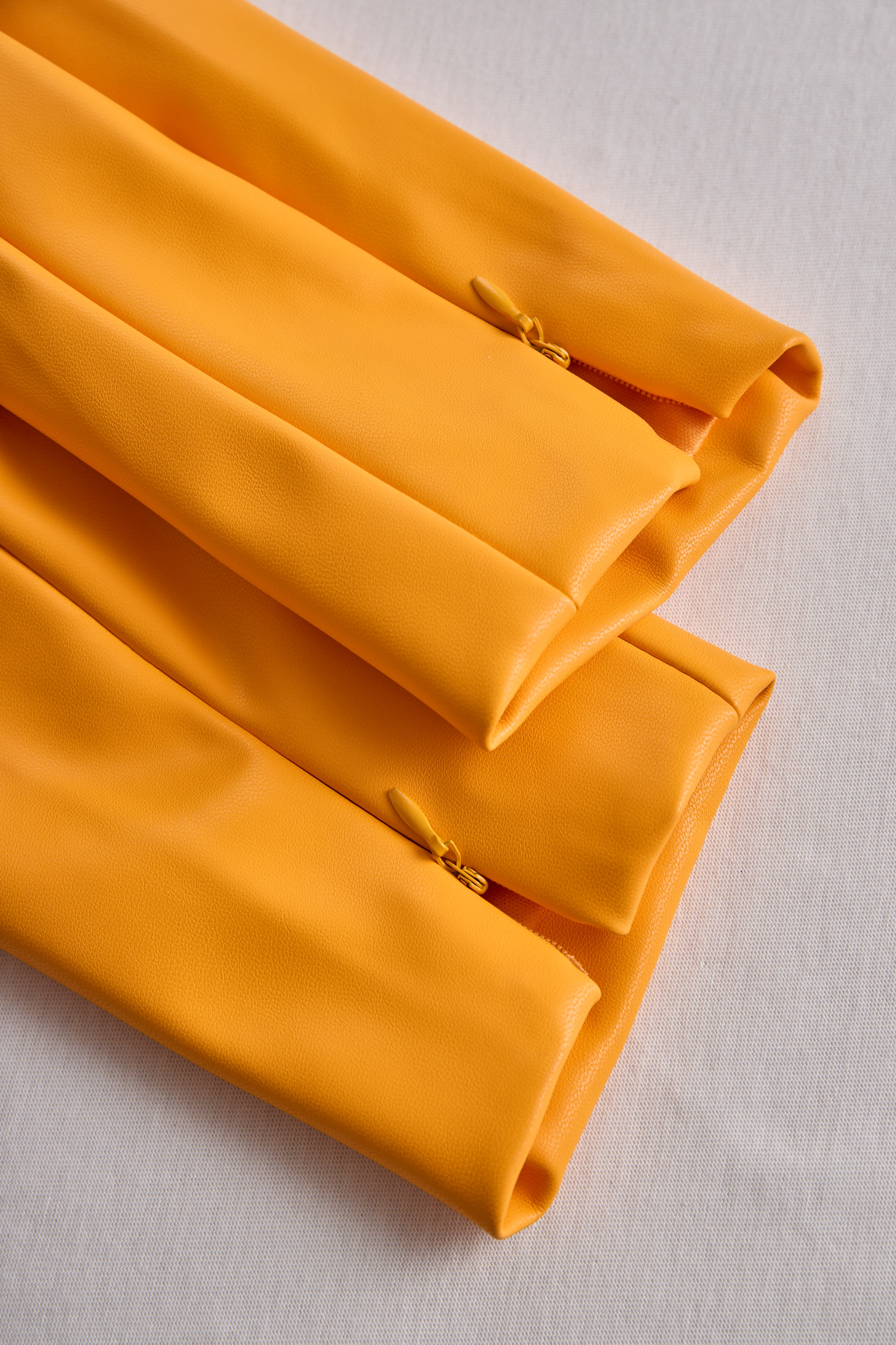 Bright Orange Faux Leather Bodycon Dress