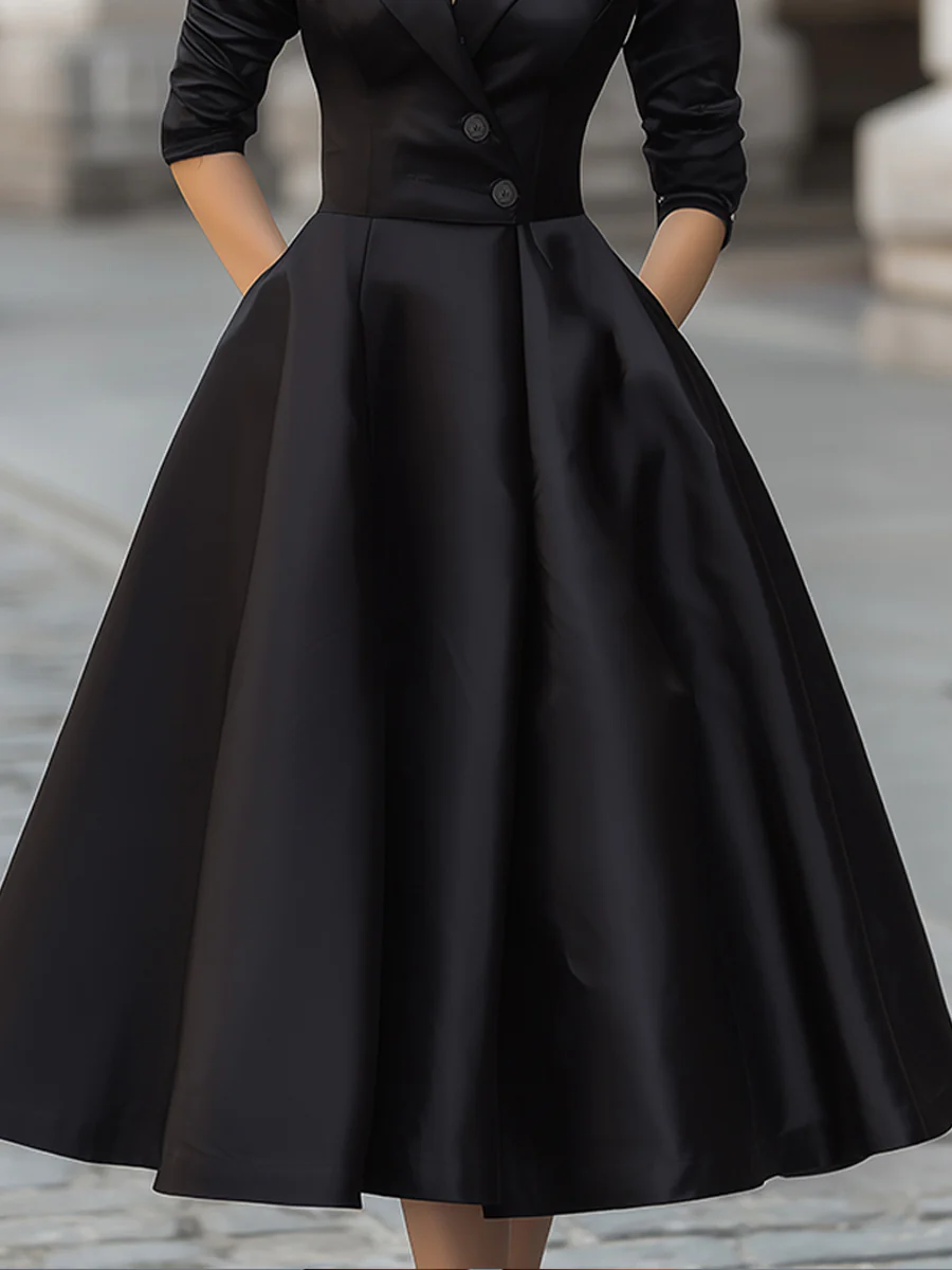Elegant Satin Dress With Full Skirt