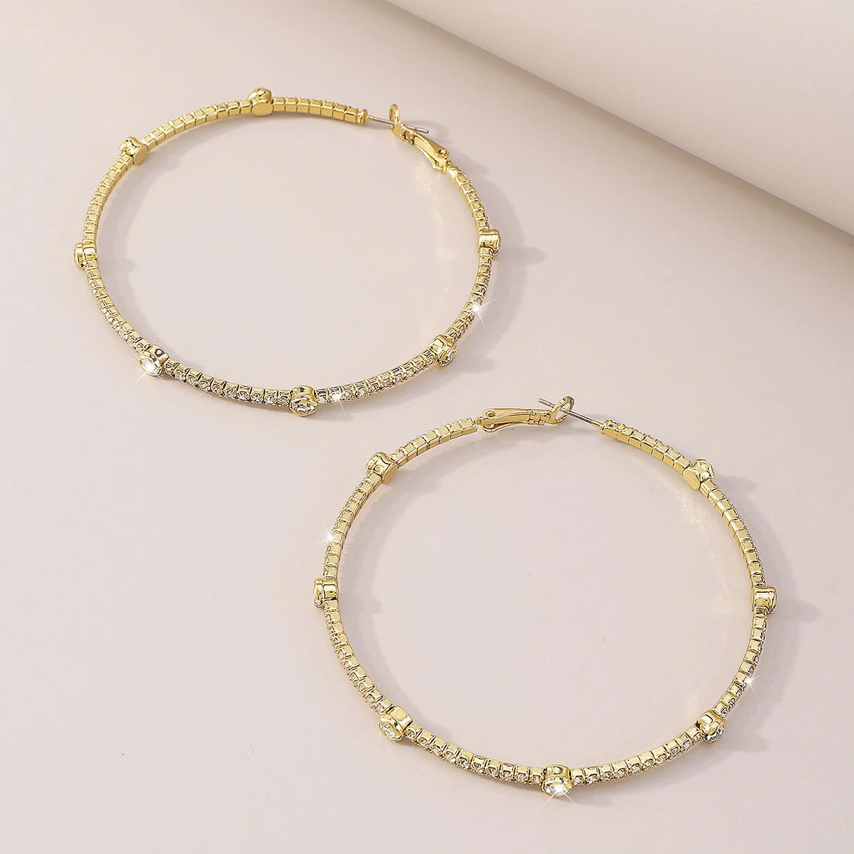 Minimalist Rhinestone Hoop Earrings