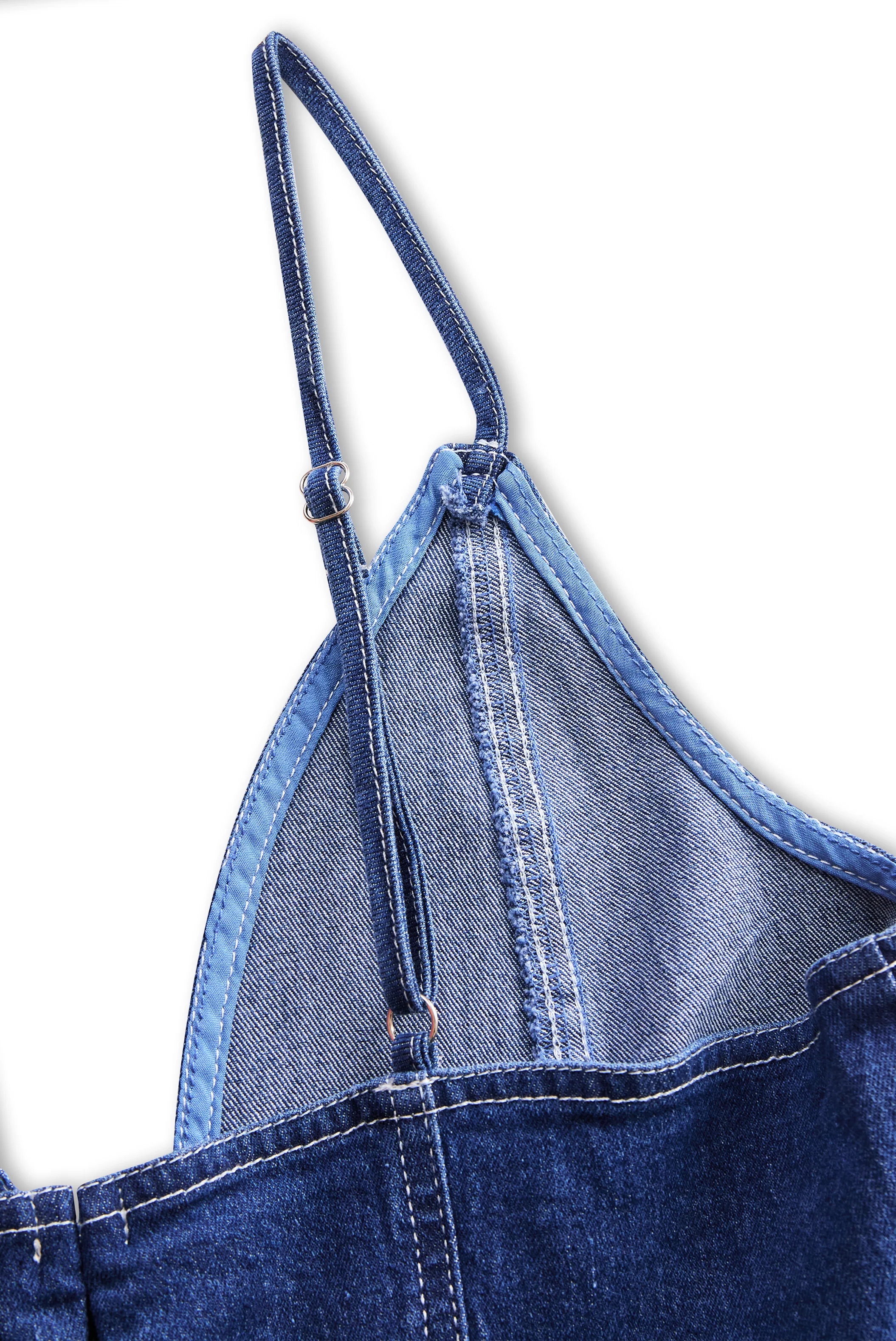 Dark Indigo Sleeveless Denim Midi Dress