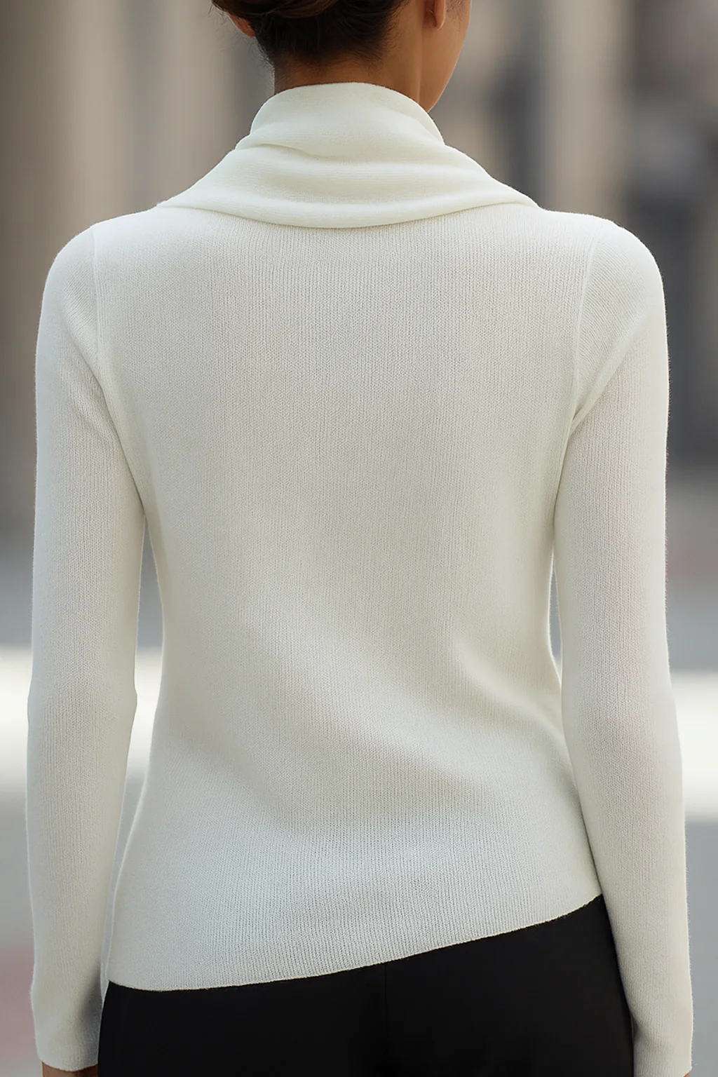 Draped Cowl Neck Long-Sleeve Top