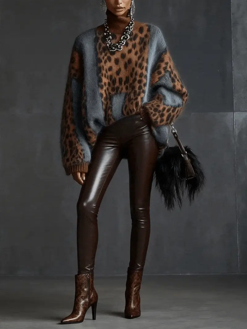 Brown Faux Leather Pants
