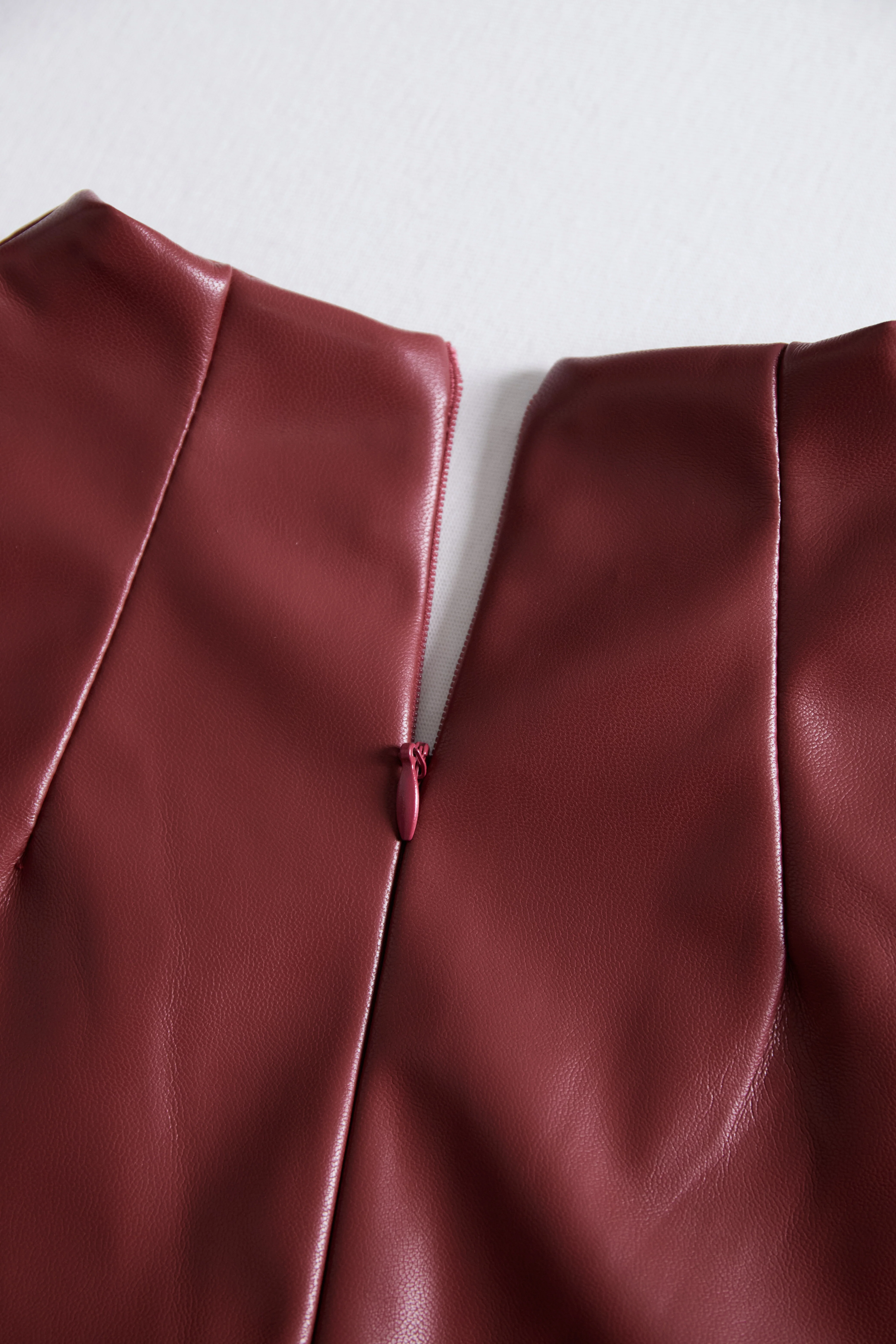 Sophisticated Black Faux Leather Bodycon Dress