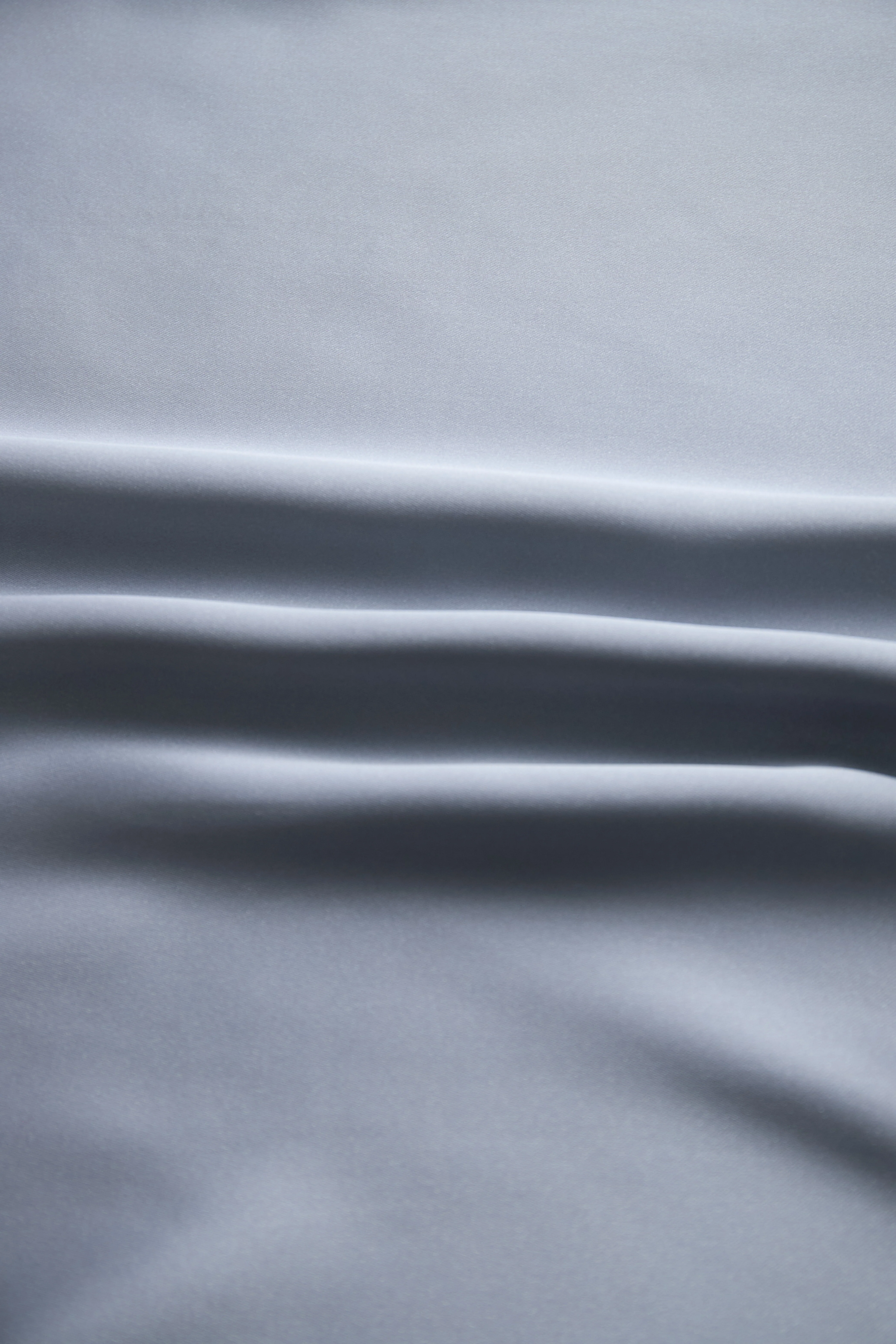 Silver Satin Blouse with Plunging V-Neck