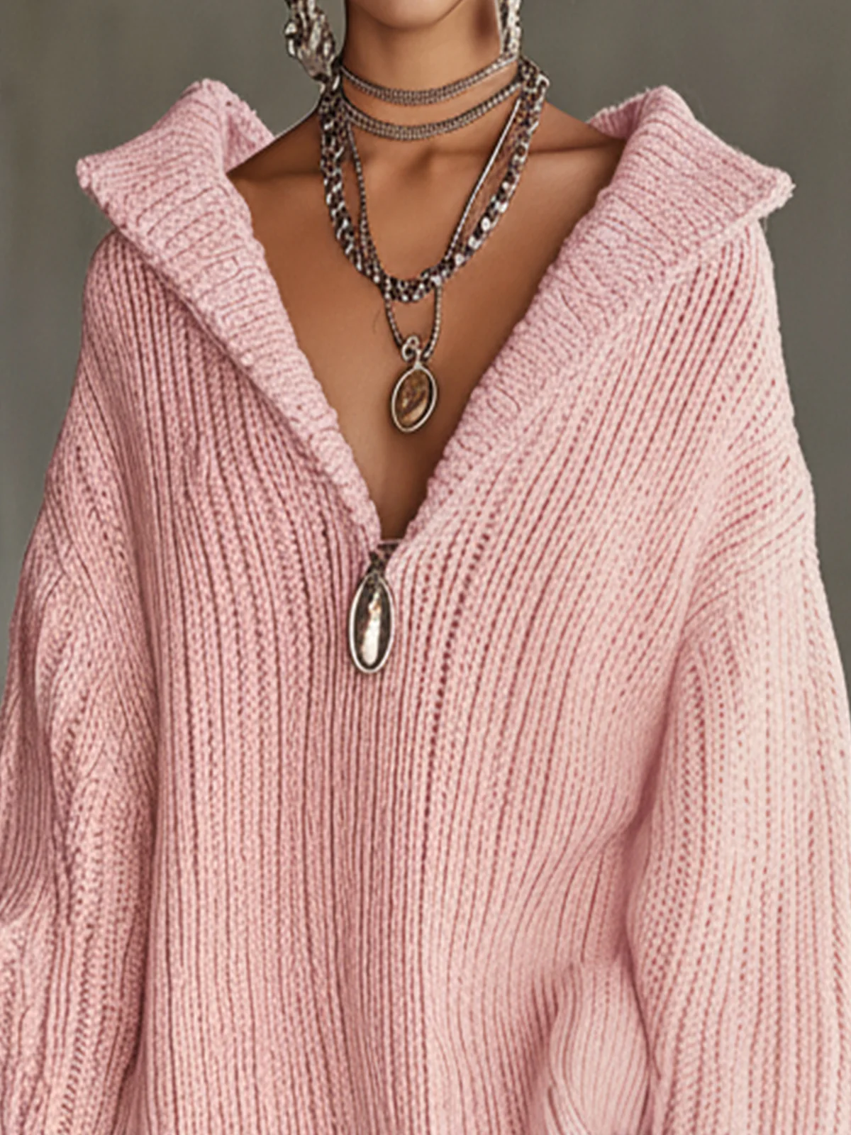 Pink Comfort Knitted Sweater Dress