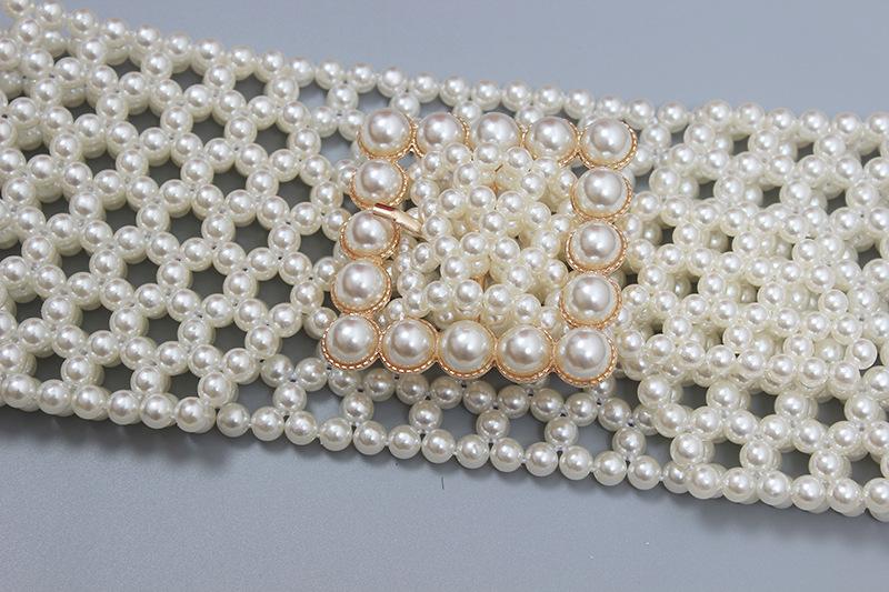 Braided Imitation Pearl Decorative Belt