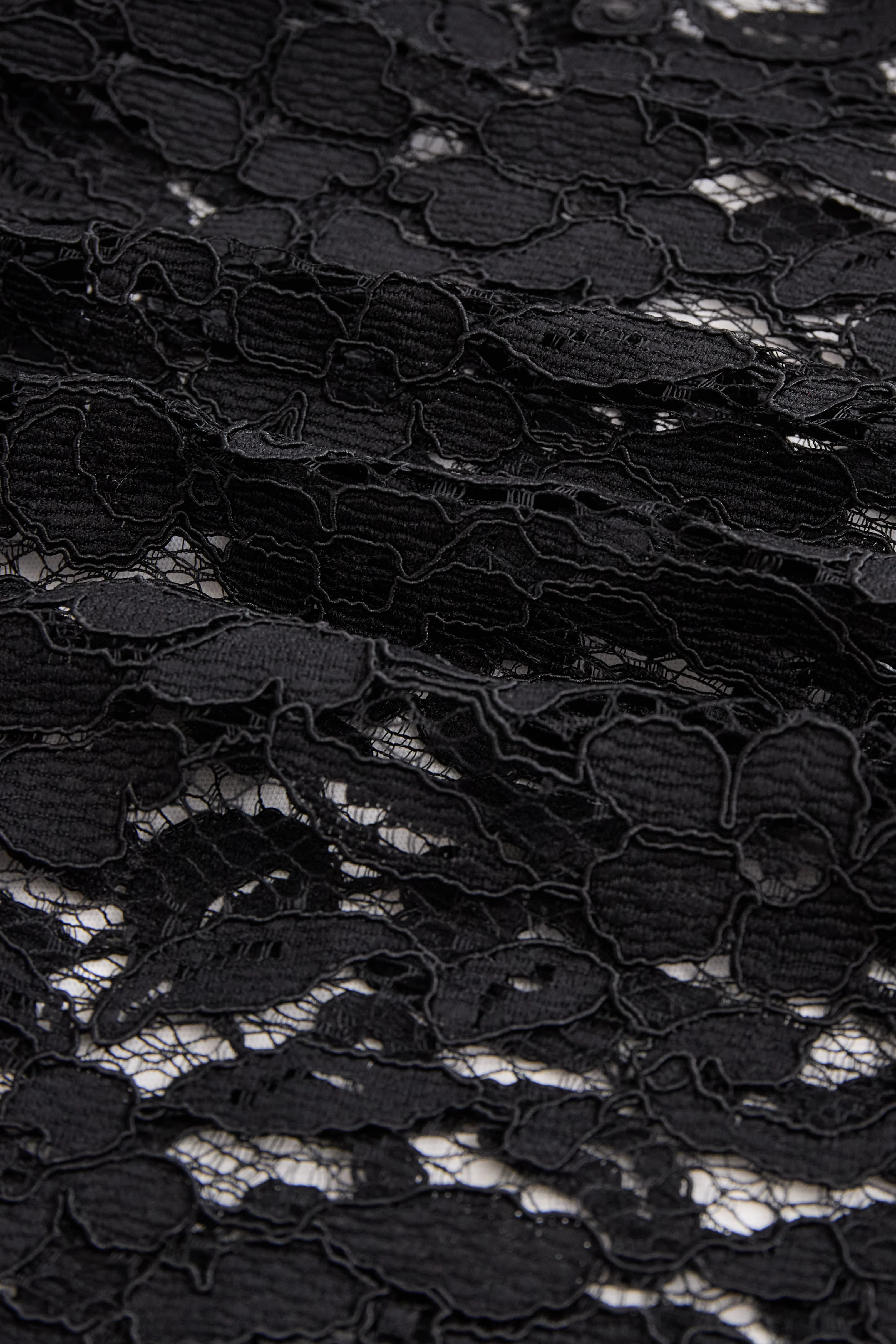 Black Faux Leather Bodycon Dress with Lace Hem