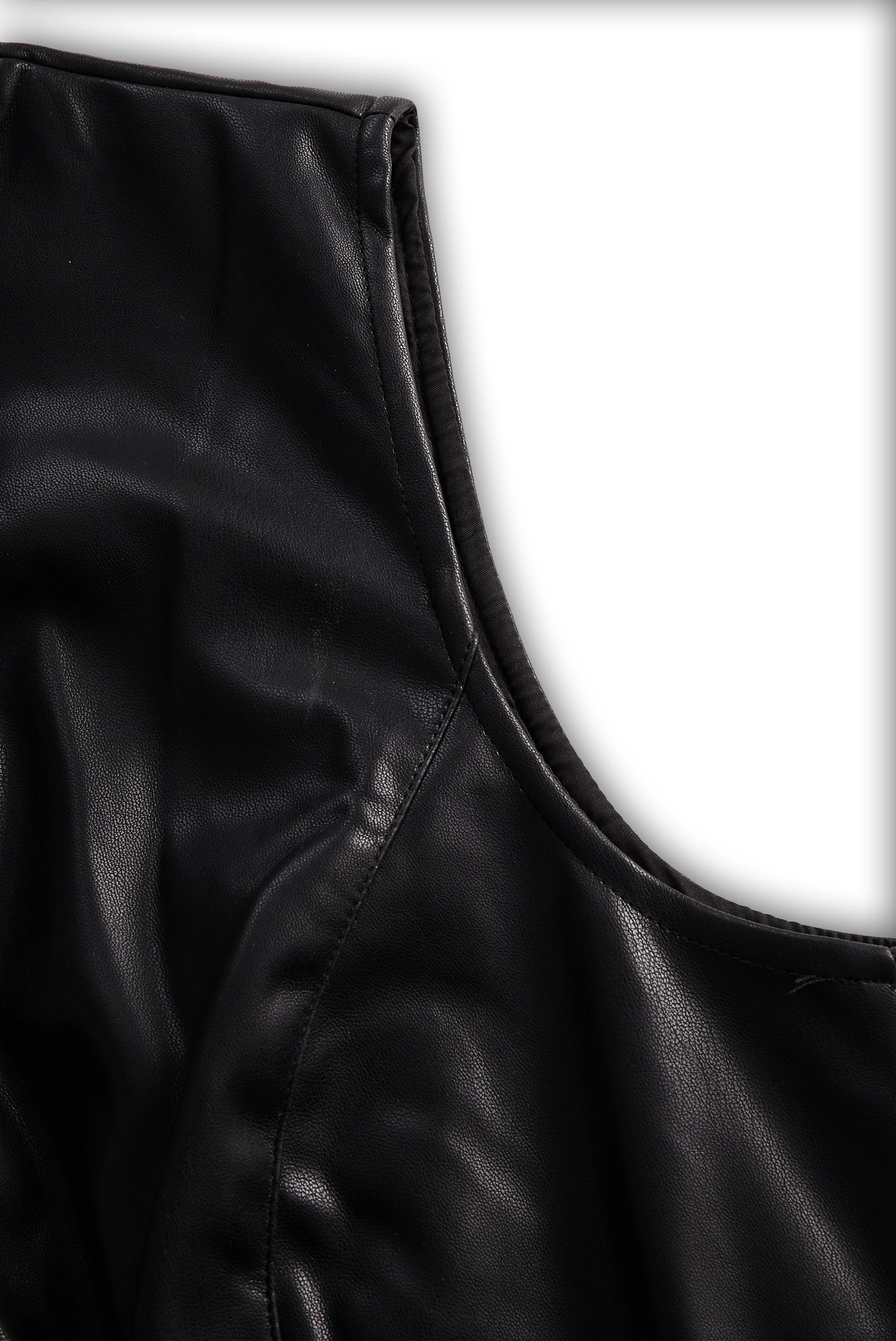 Sleeveless Faux Leather Zippered Romper