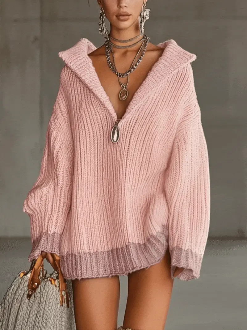 Pink Comfort Knitted Sweater Dress