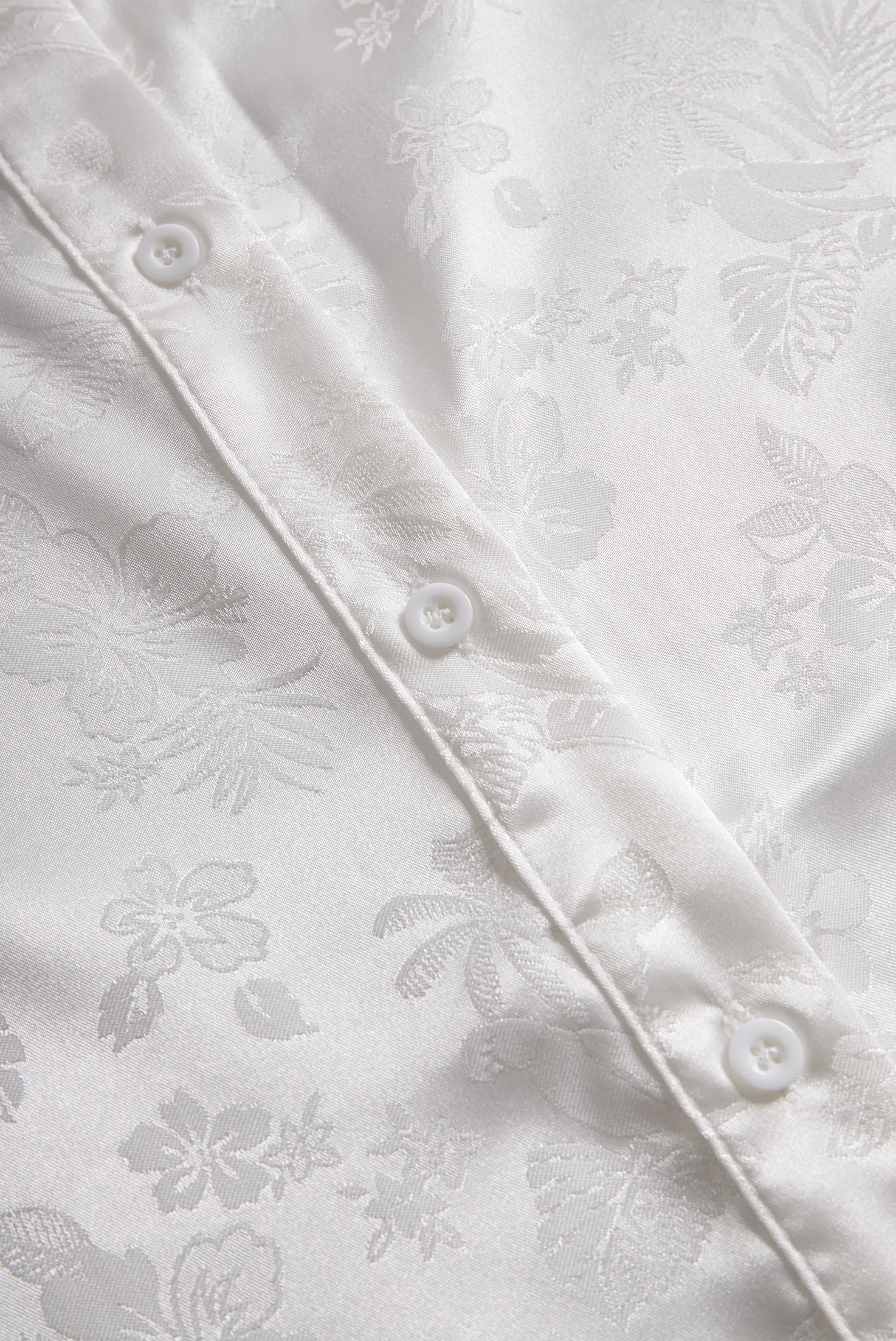 Elegant Ivory Satin Jacquard Shirt