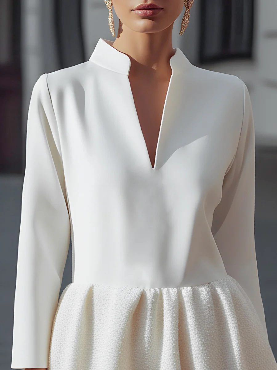 Textured Contrast Fabric Mini Dress