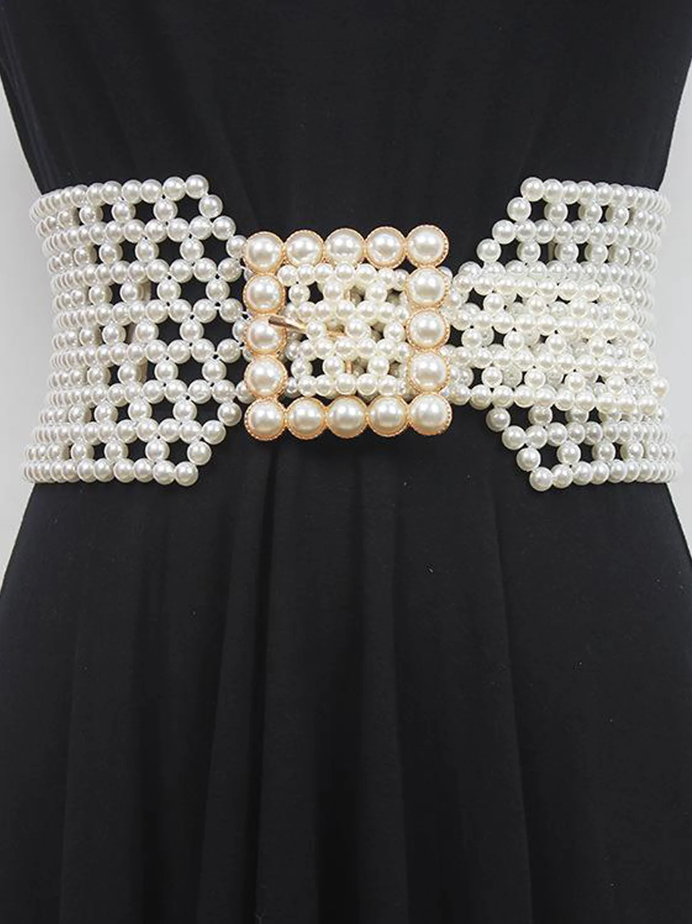 Braided Imitation Pearl Decorative Belt