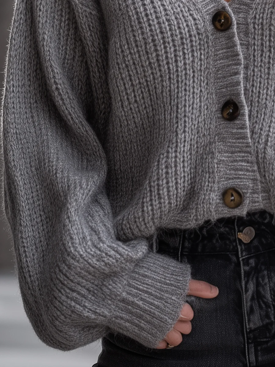 Charcoal Cloud Oversized Button Cardigan