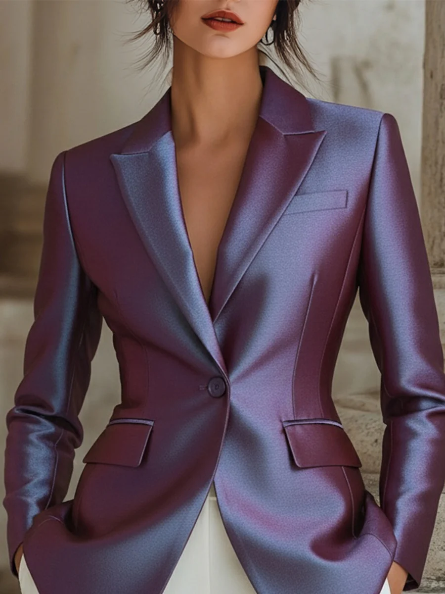 Iridescent Satin Tailored Blazer