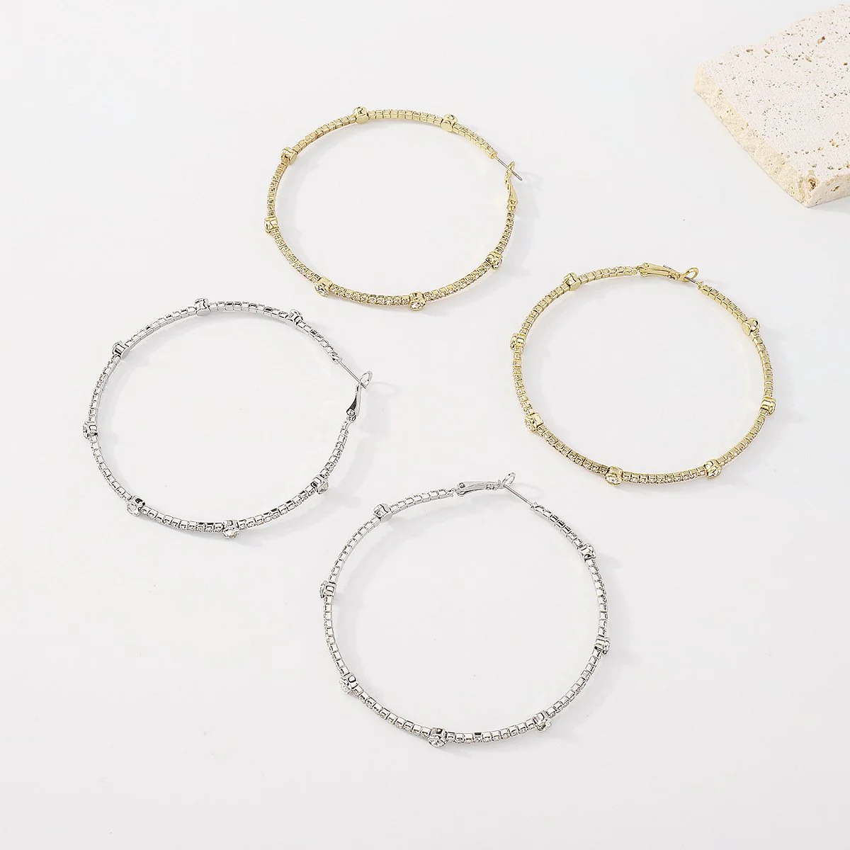 Minimalist Rhinestone Hoop Earrings