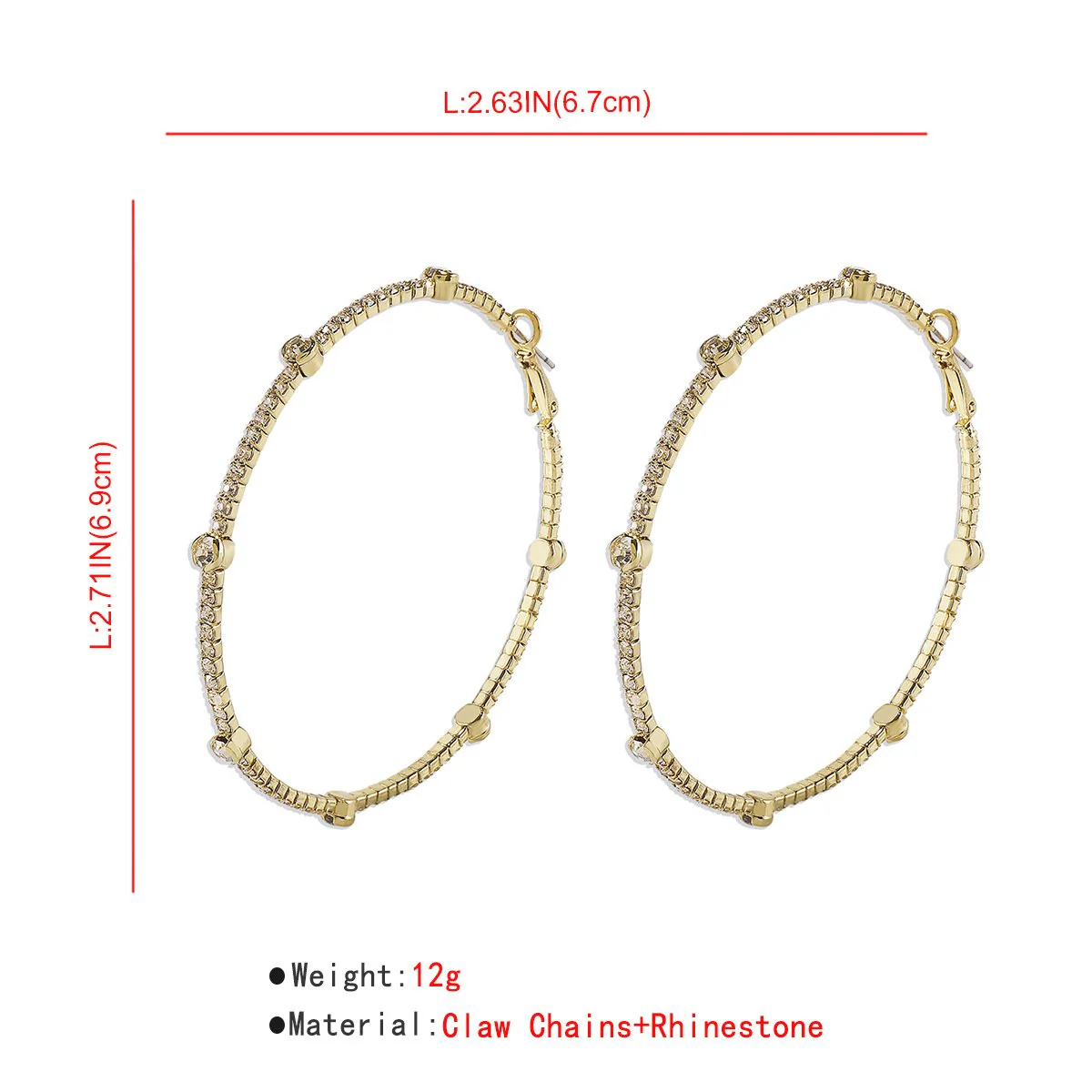Minimalist Rhinestone Hoop Earrings