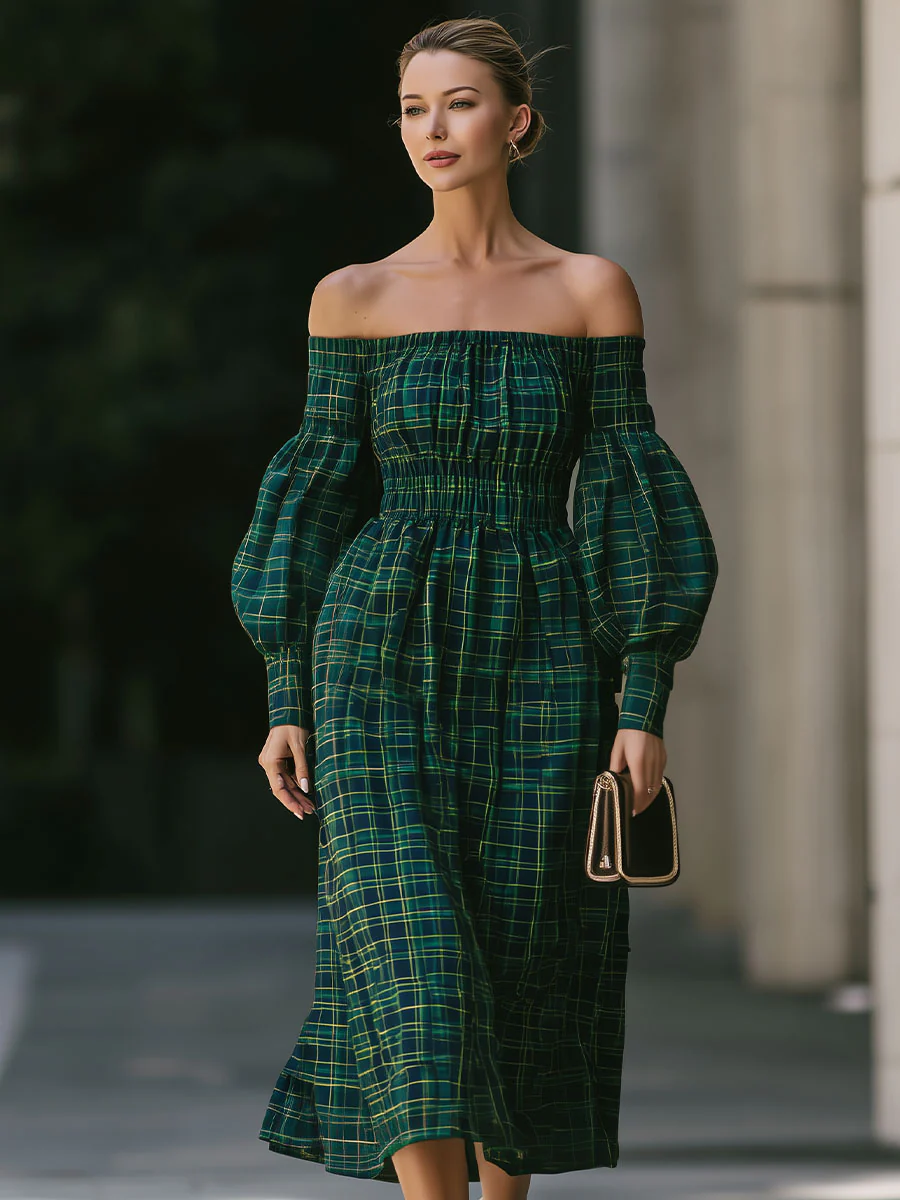 Stylish Green Check Dress – Embrace Comfort And Elegance