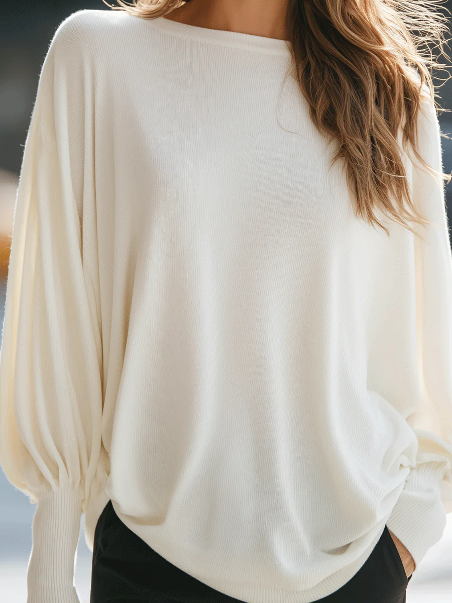 Ivory Batwing Knit Top