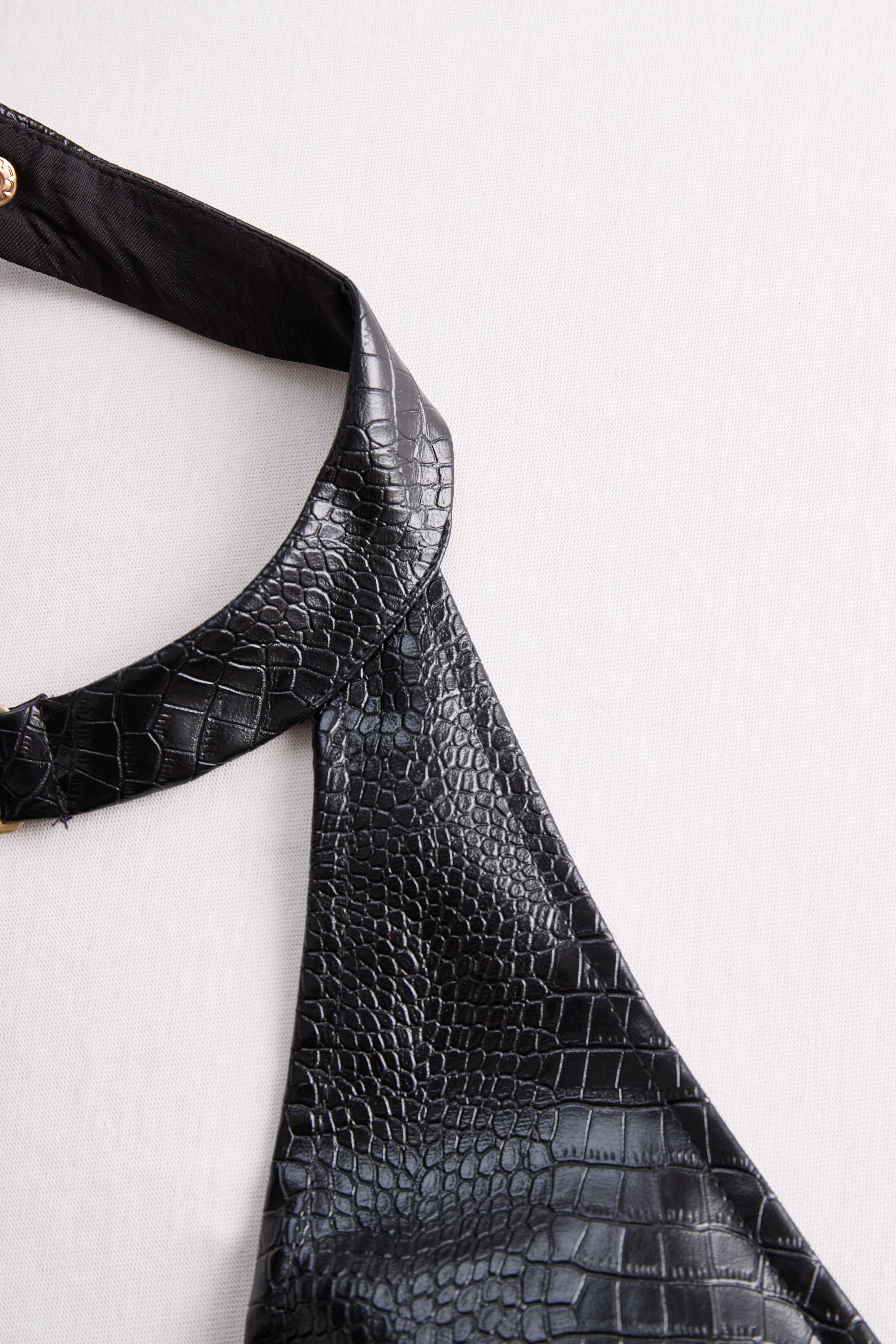 Chic Croc-Effect Faux Leather Halter Mini Dress