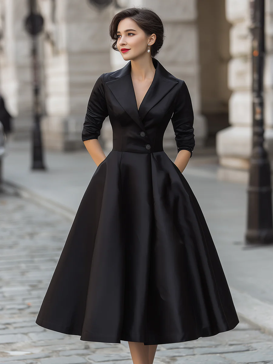 Elegant Satin Dress With Full Skirt