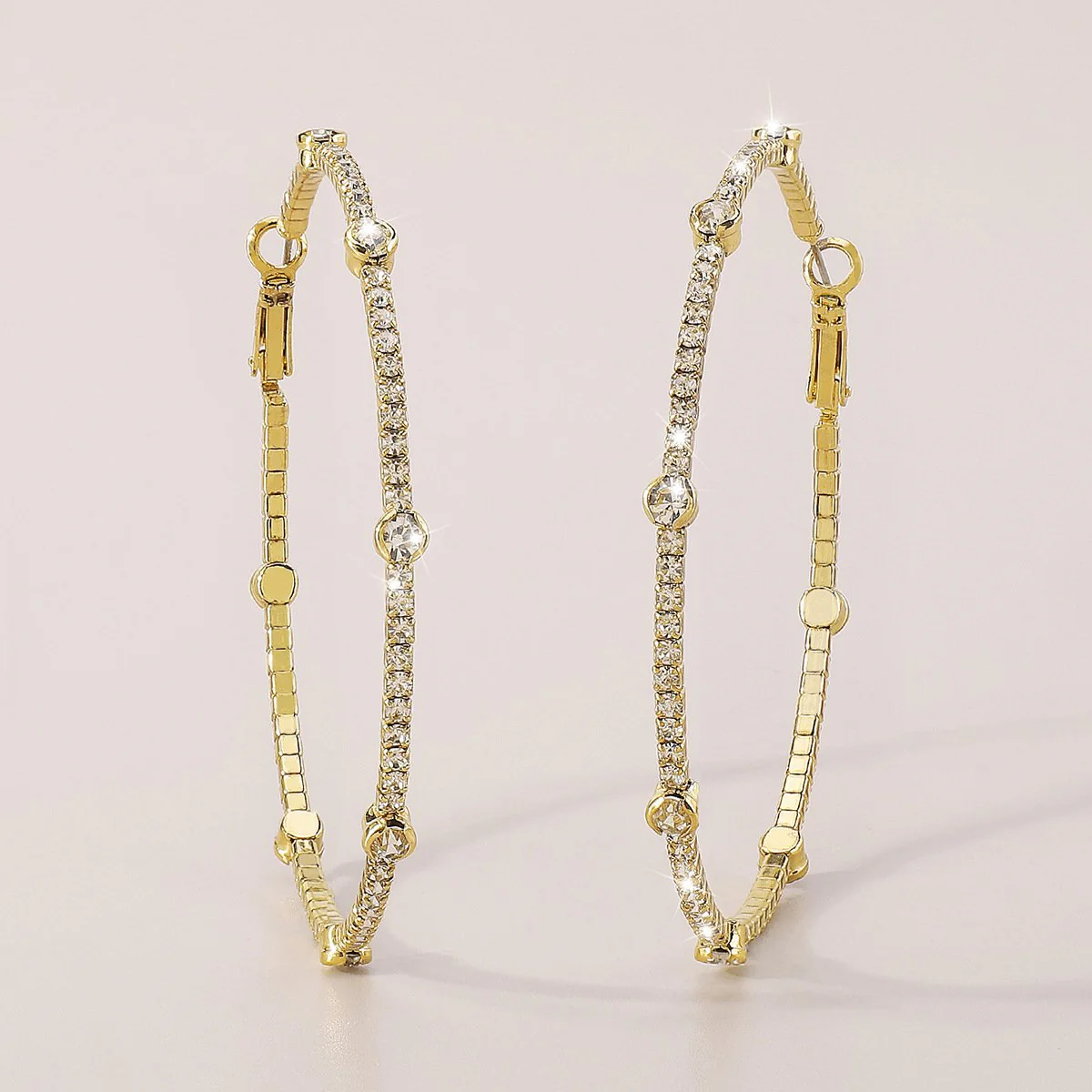 Minimalist Rhinestone Hoop Earrings
