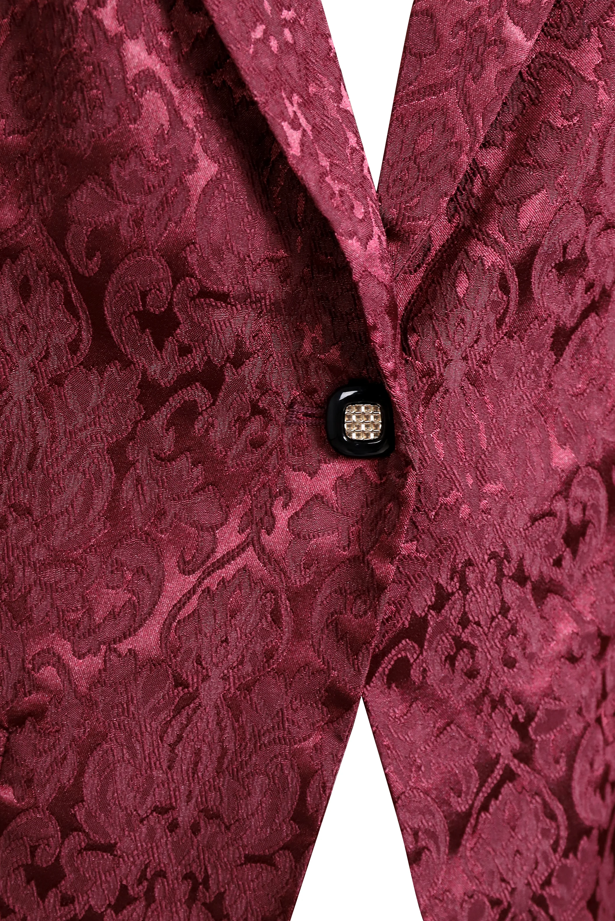 Noble Burgundy Jacquard Satin Blazer