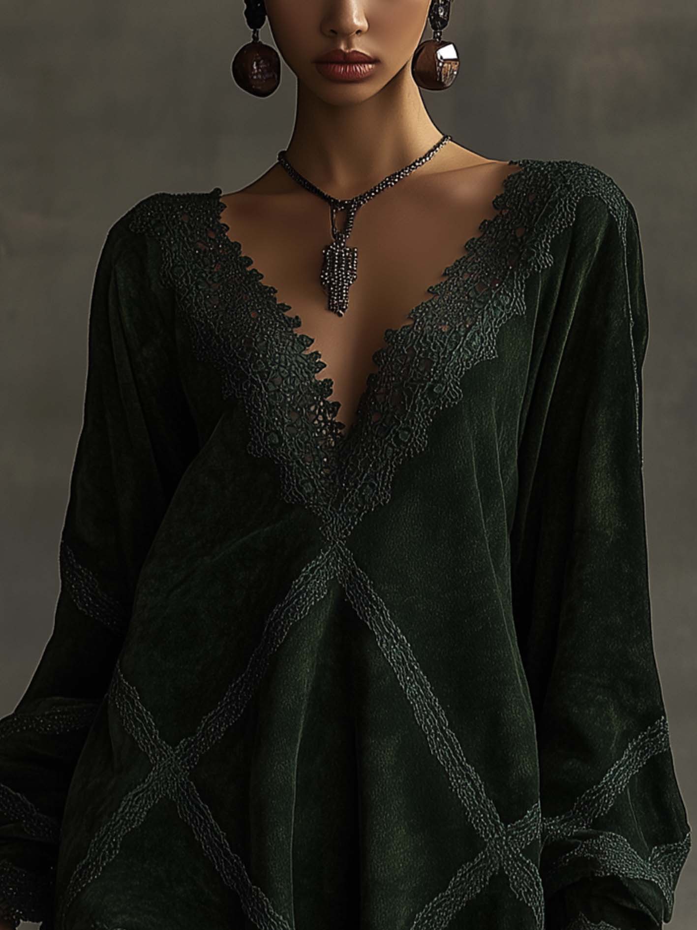 Emerald Green Faux Suede Mini Dress With Lace