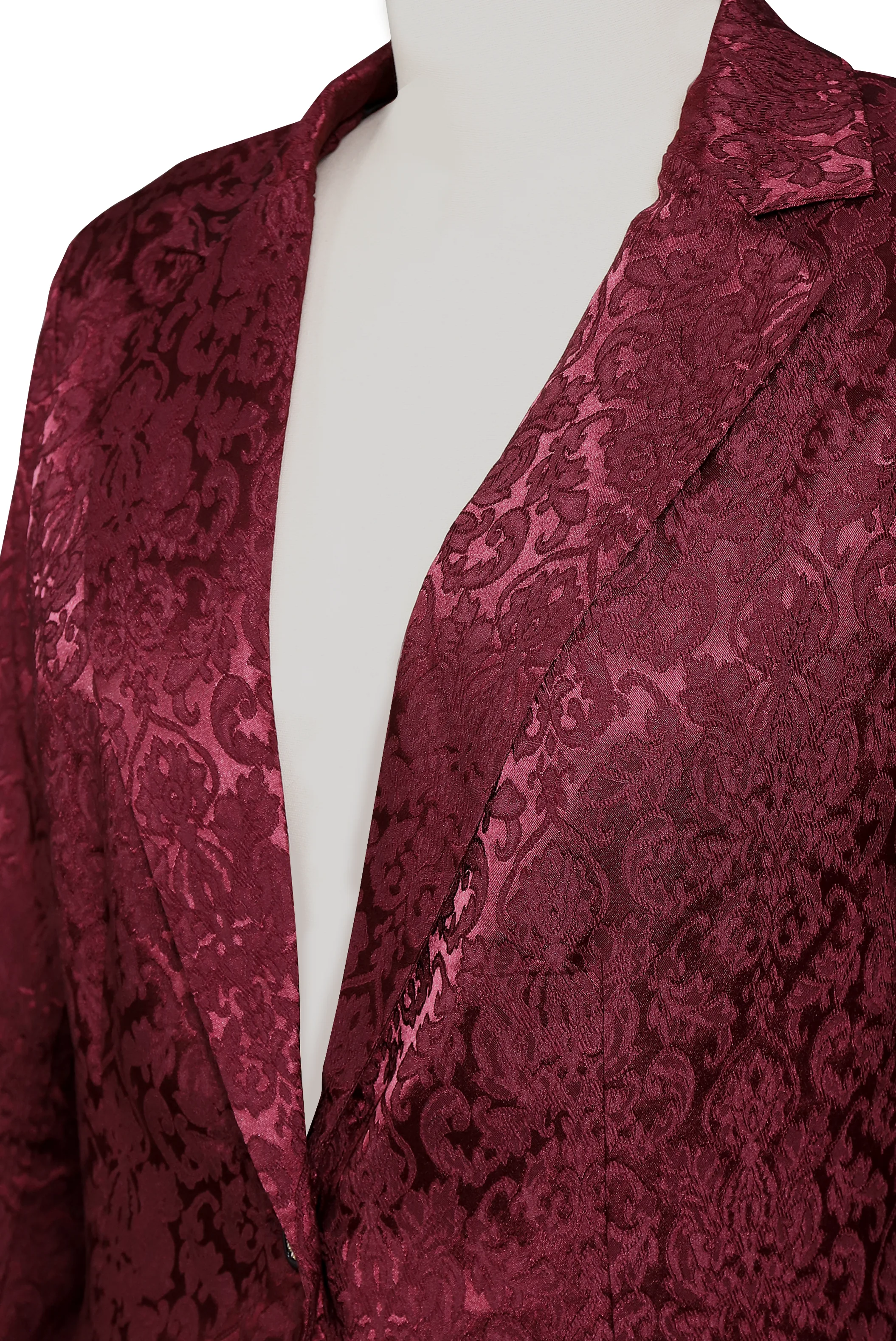 Noble Burgundy Jacquard Satin Blazer