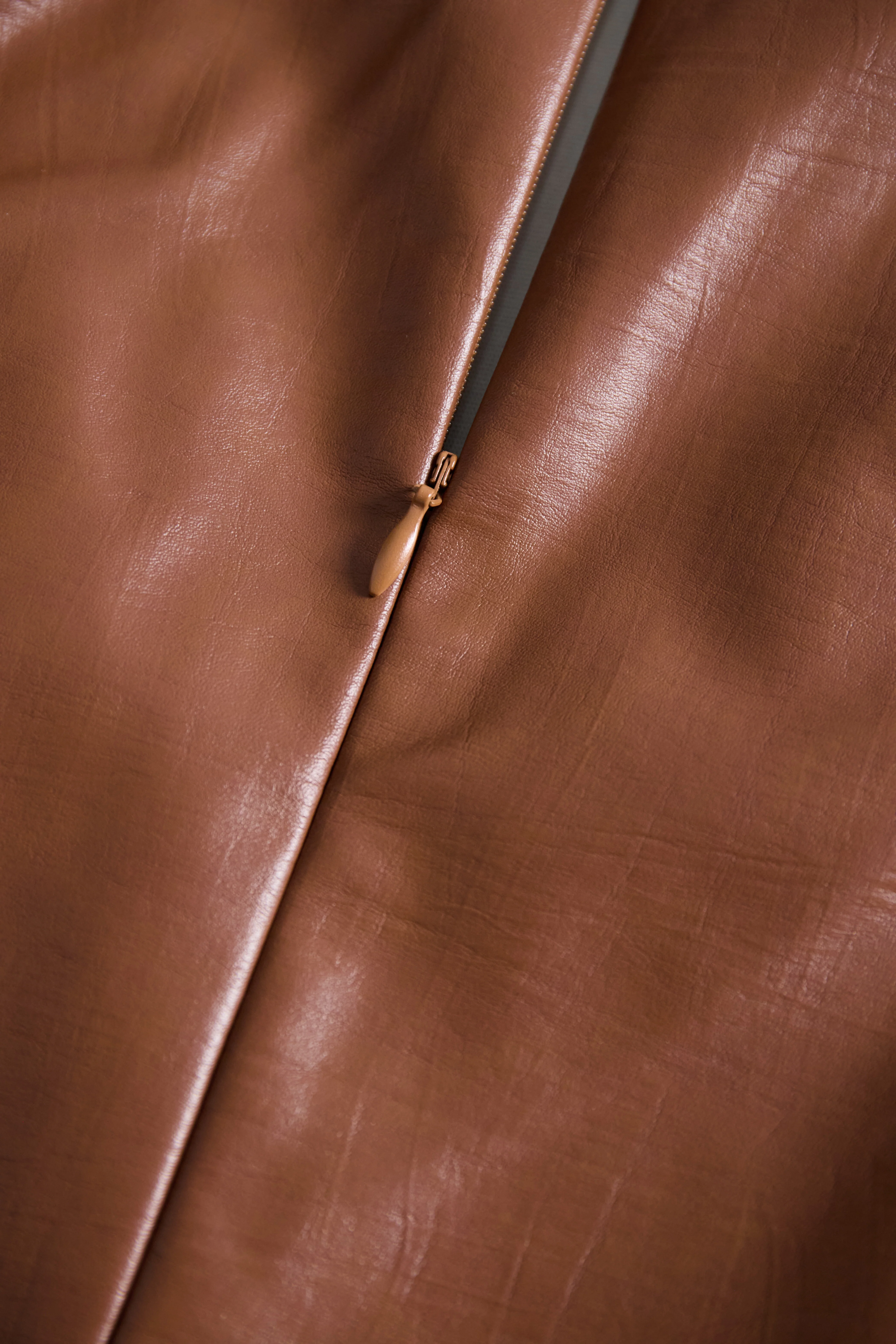 Caramel Faux Leather Sleeveless Midi Dress with Belt