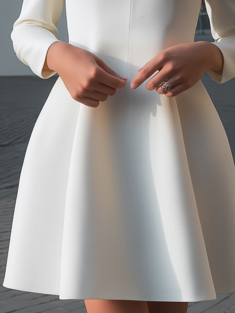 Structured Collared A-Line Mini Dress