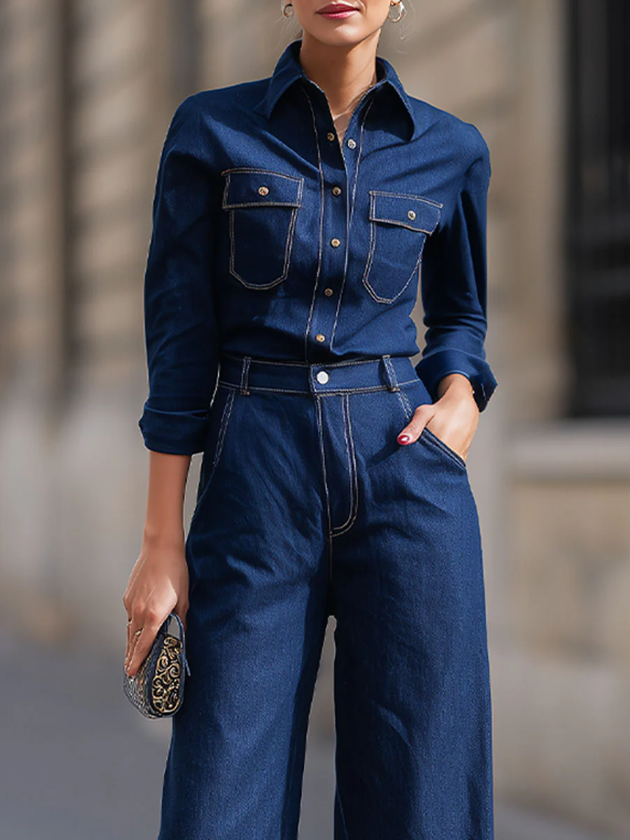 Stylish Two-Piece Denim Ensemble For Effortless Elegance