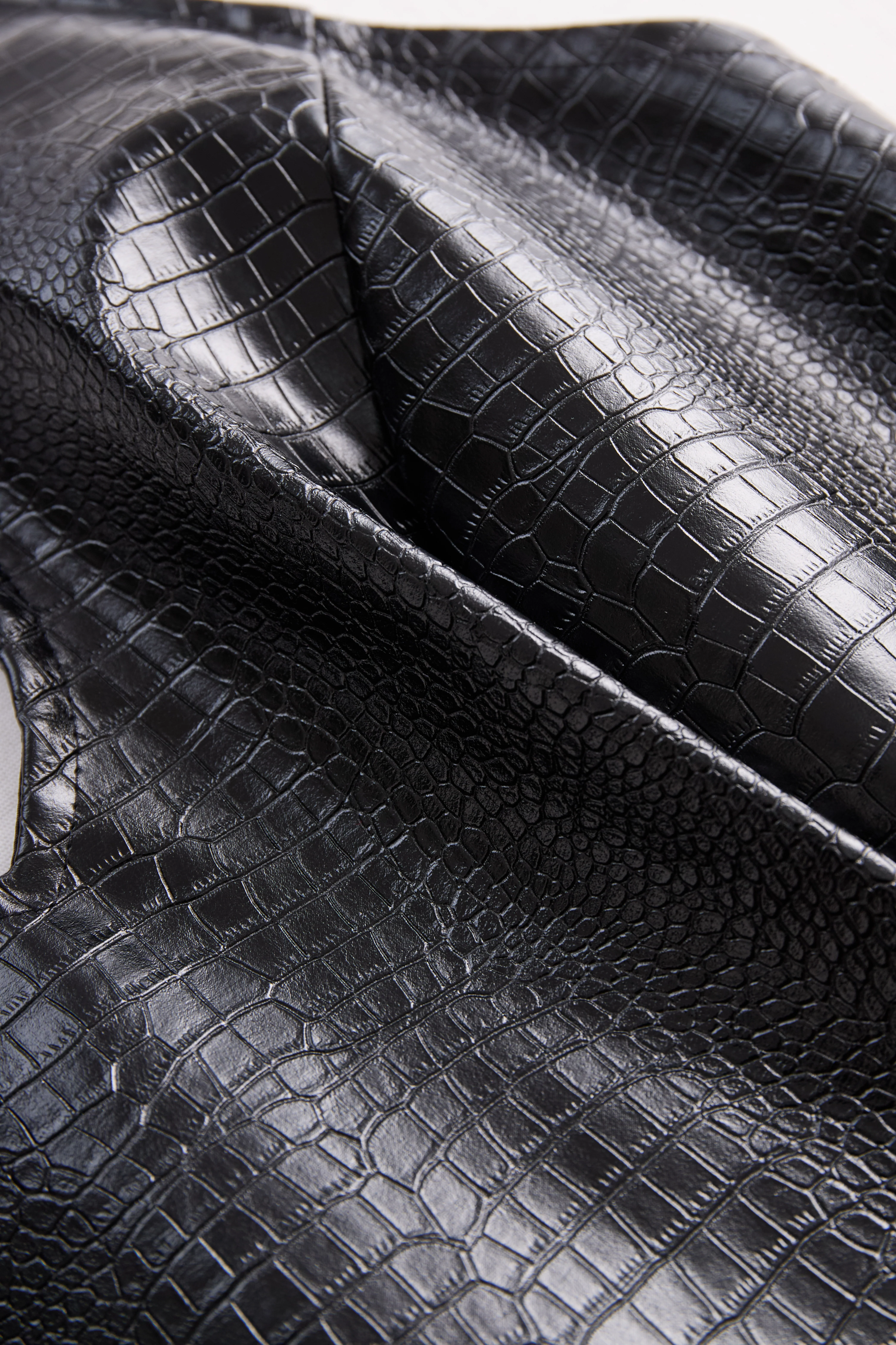 Chic Croc-Effect Faux Leather Halter Mini Dress