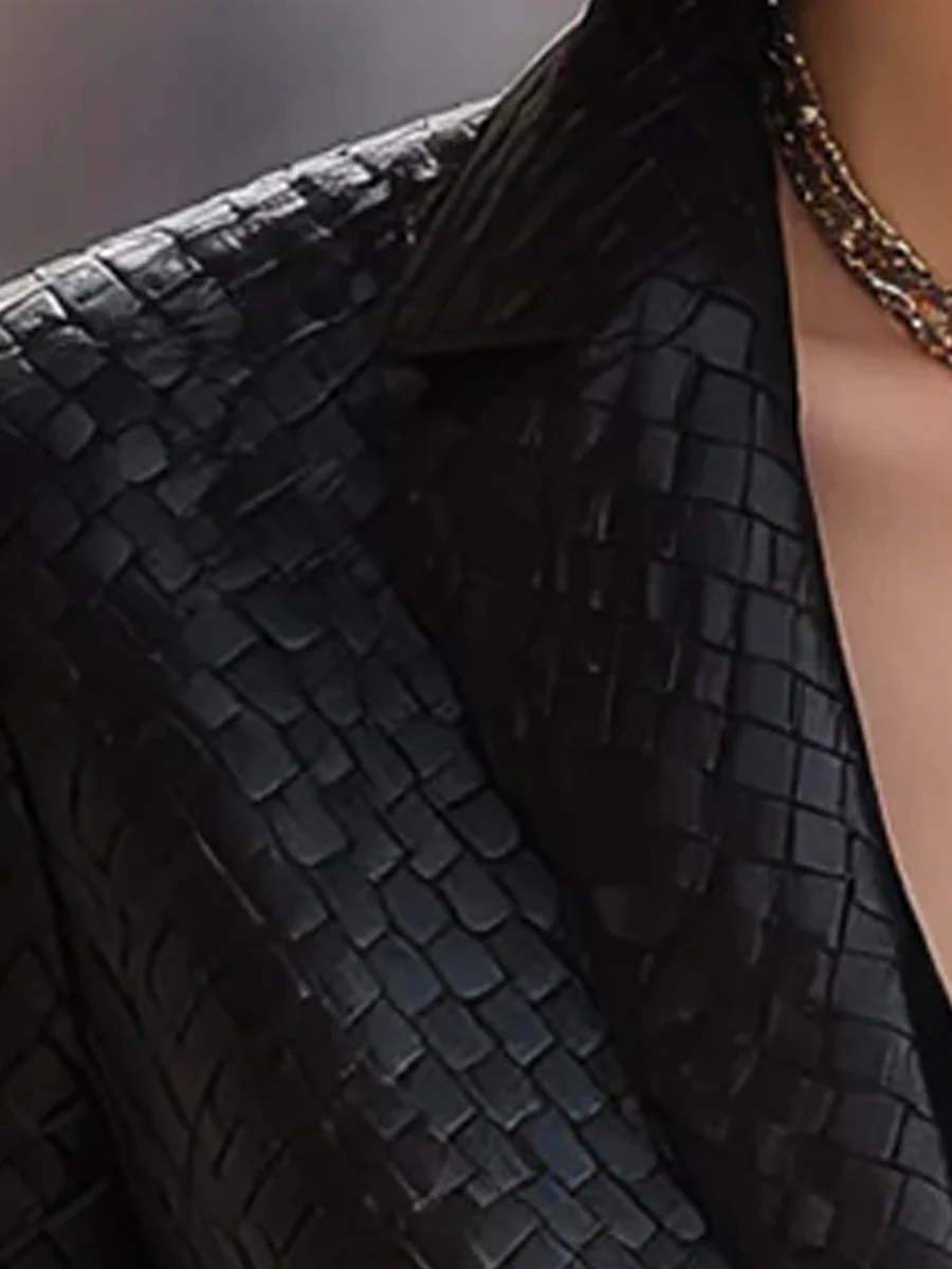 Black Woven Leather Blazer